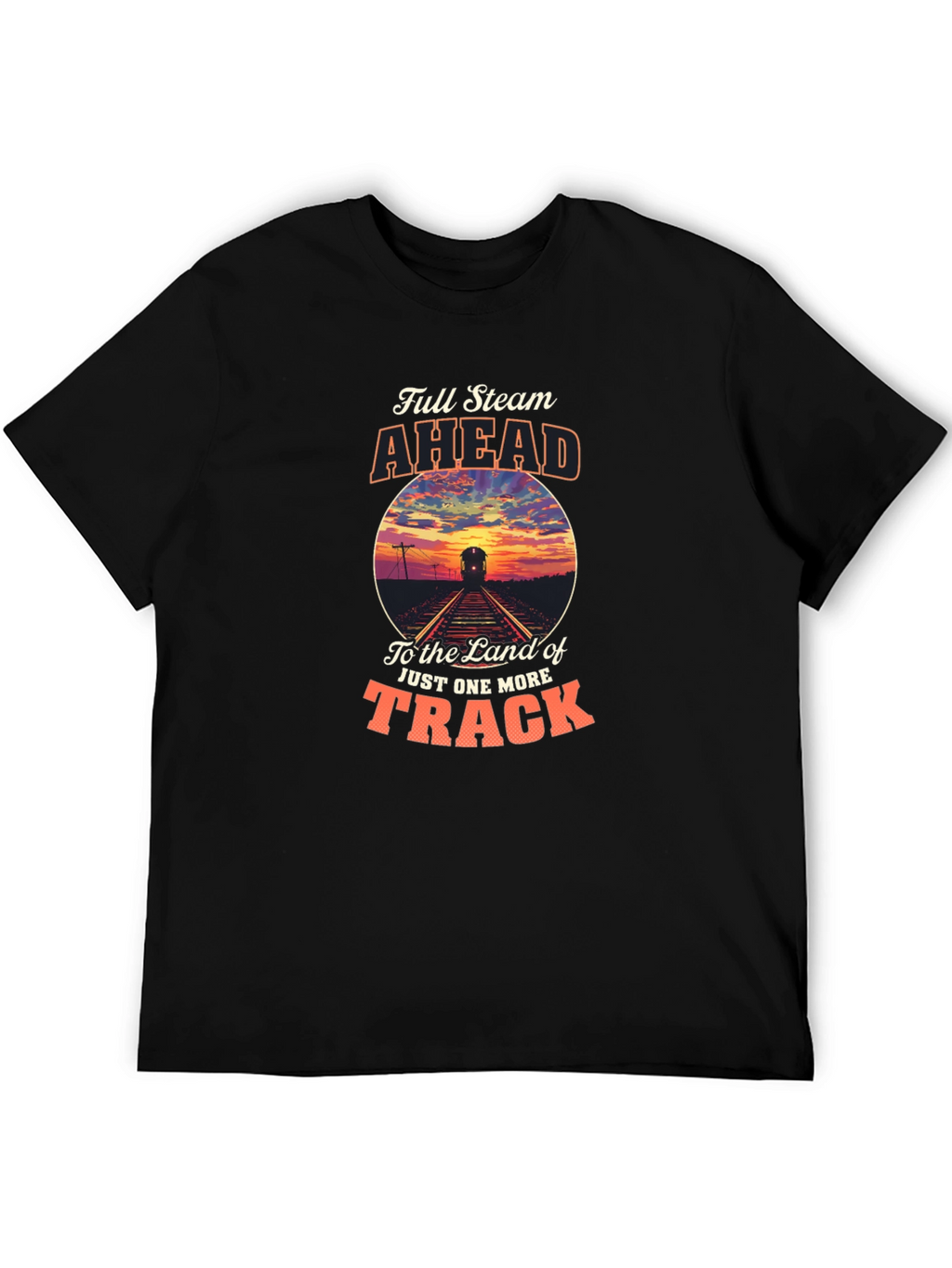 Full Steam Ahead Train Graphic T-Shirt