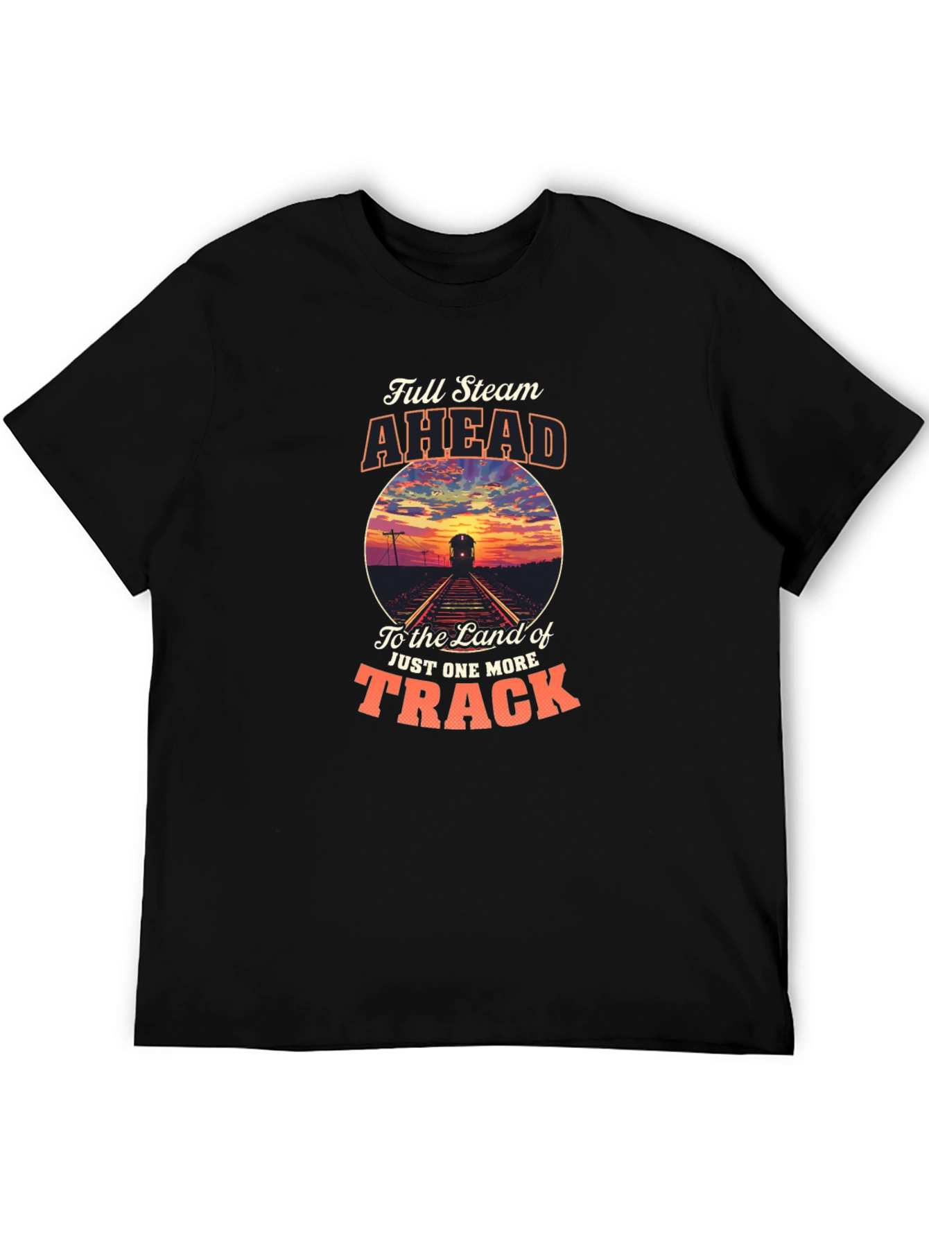 Full Steam Ahead Train Graphic T-Shirt