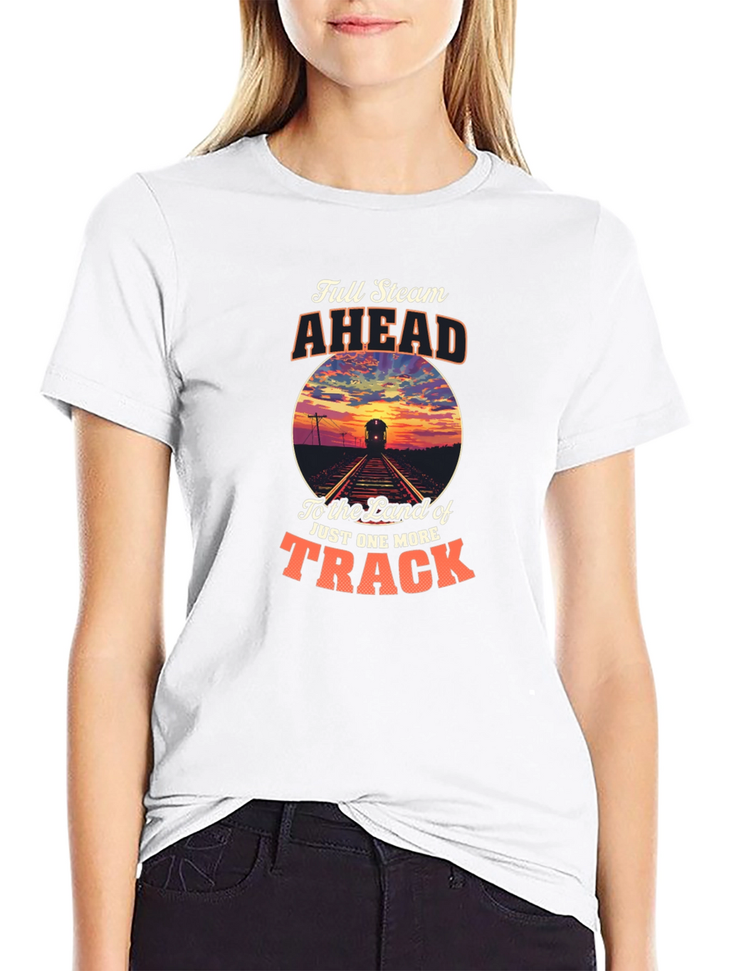 Full Steam Ahead Train Graphic T-Shirt