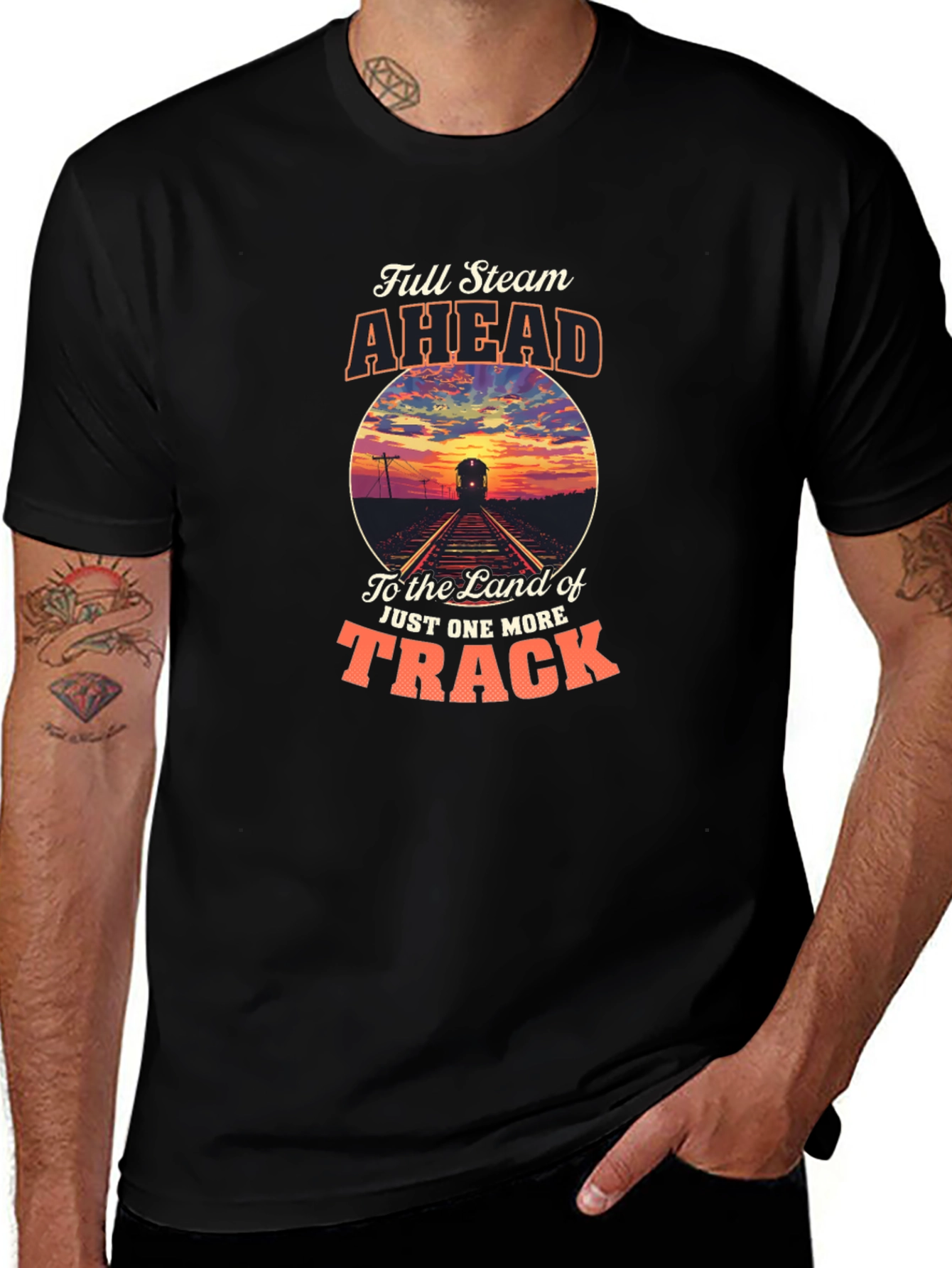 Full Steam Ahead Train Graphic T-Shirt