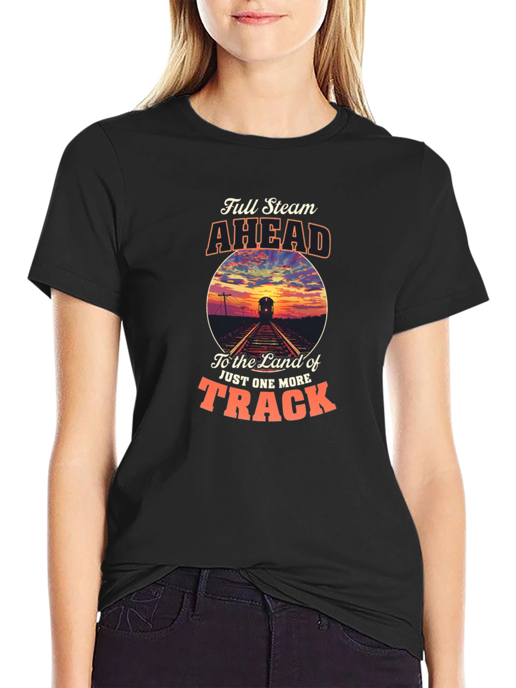Full Steam Ahead Train Graphic T-Shirt