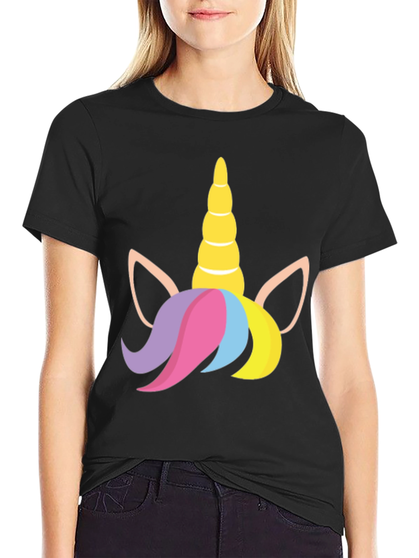 Unicorn Graphic Tee - Black Cotton Shirt
