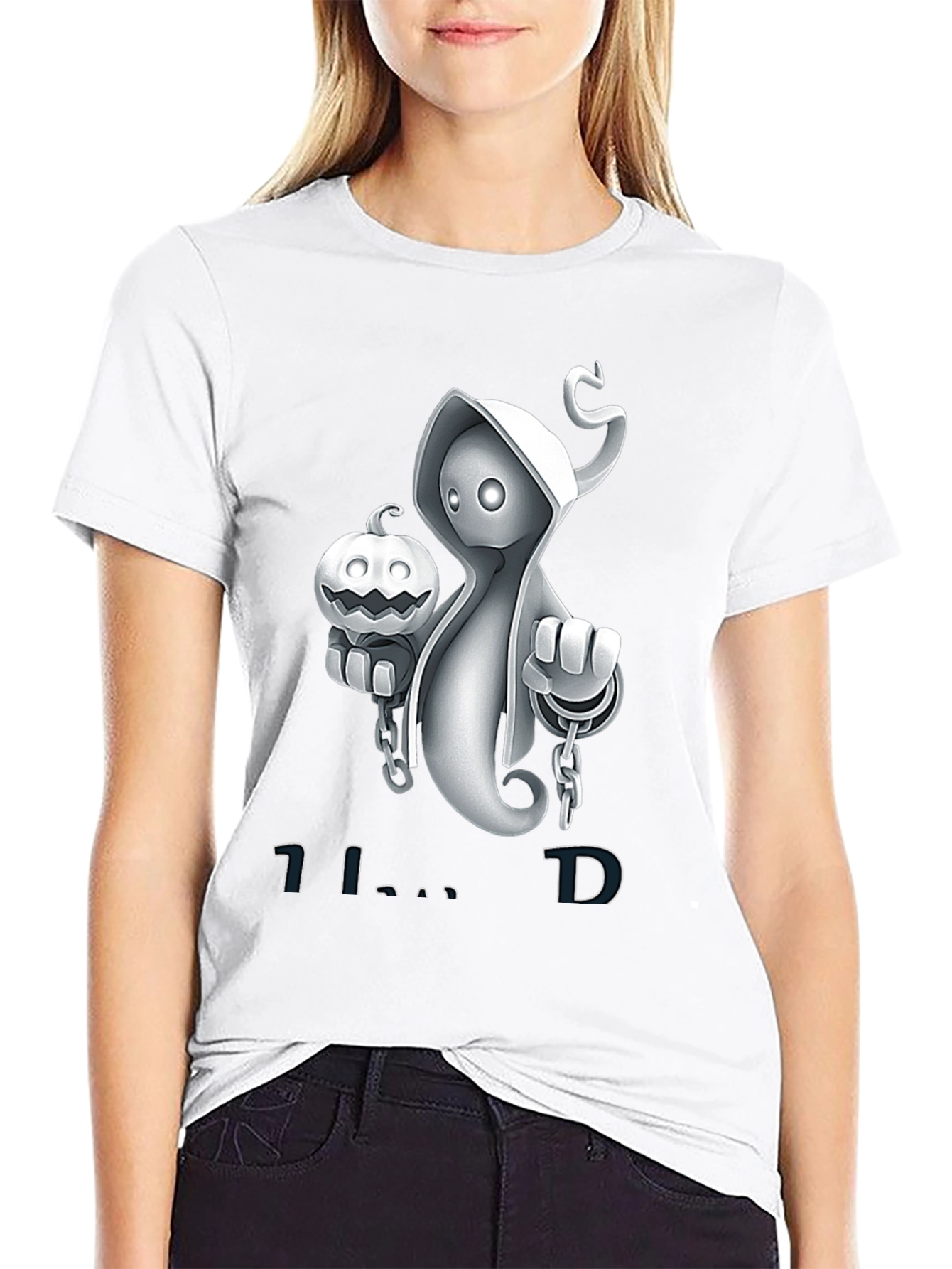Spooky Ghost Pumpkin Halloween T-Shirt