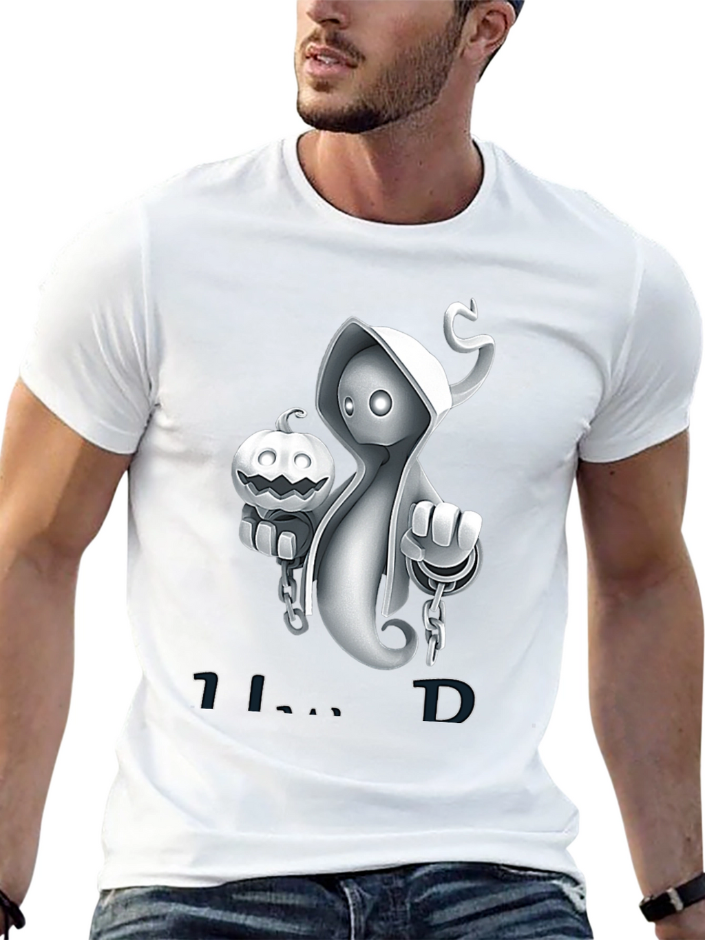 Spooky Ghost Pumpkin Halloween T-Shirt