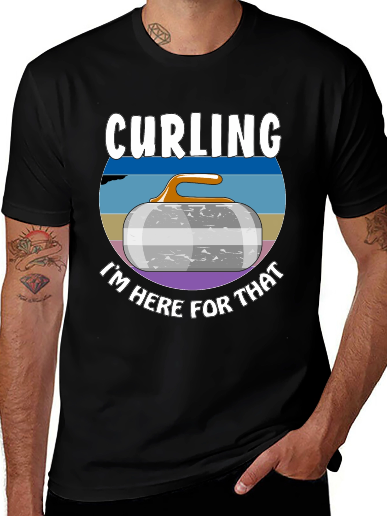 Curling T-Shirt - Im Here For That! Funny Sport Tee