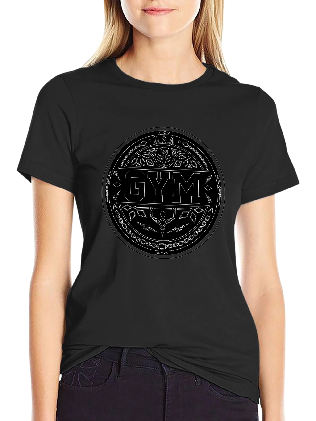 USA Gym Black T-Shirt - Stylish Workout Apparel