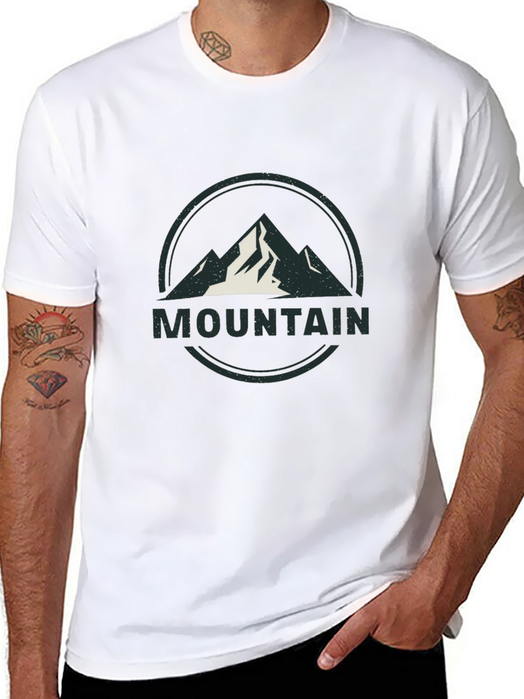 Mens Black Mountain Graphic T-Shirt