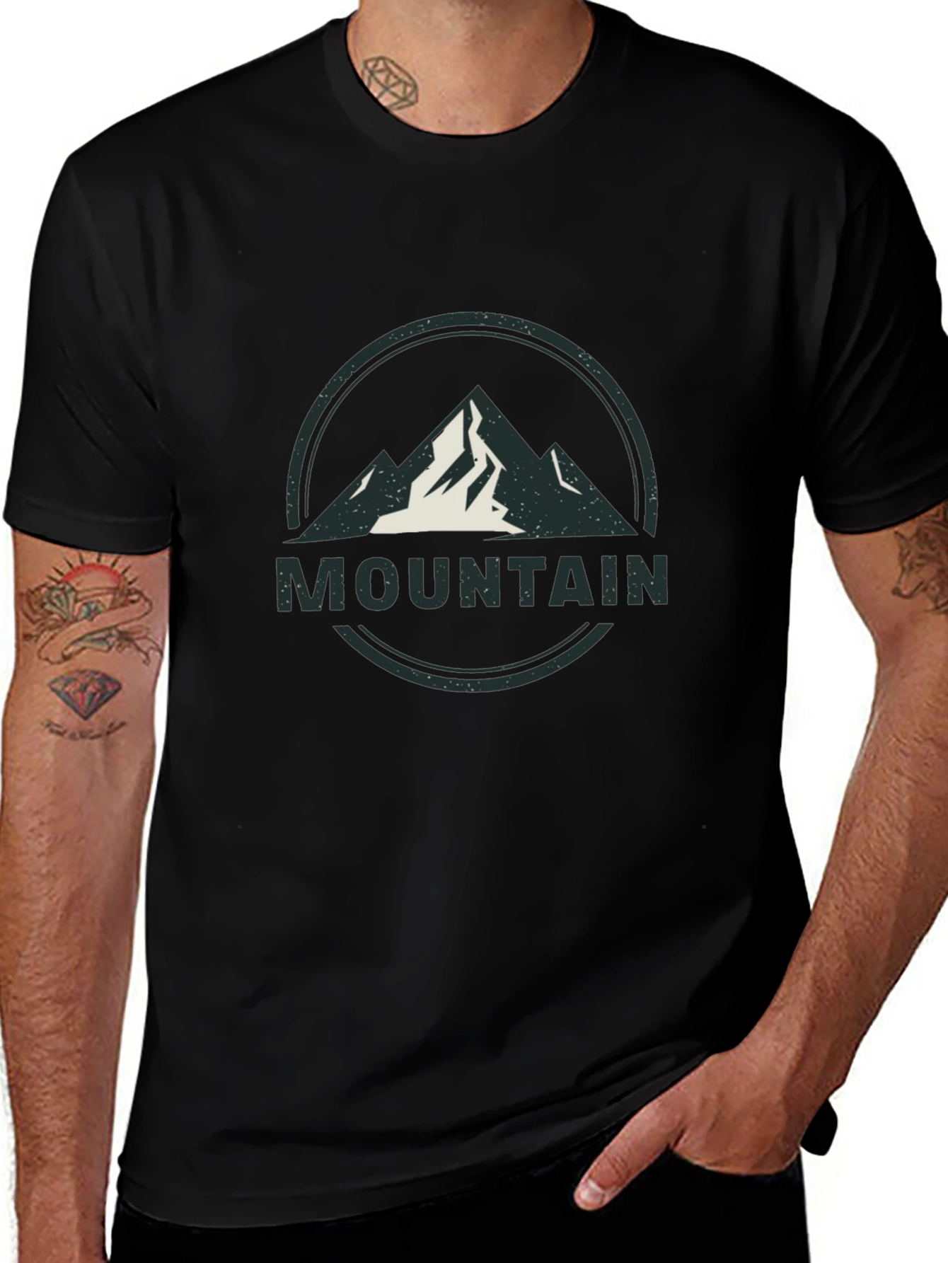 Mens Black Mountain Graphic T-Shirt