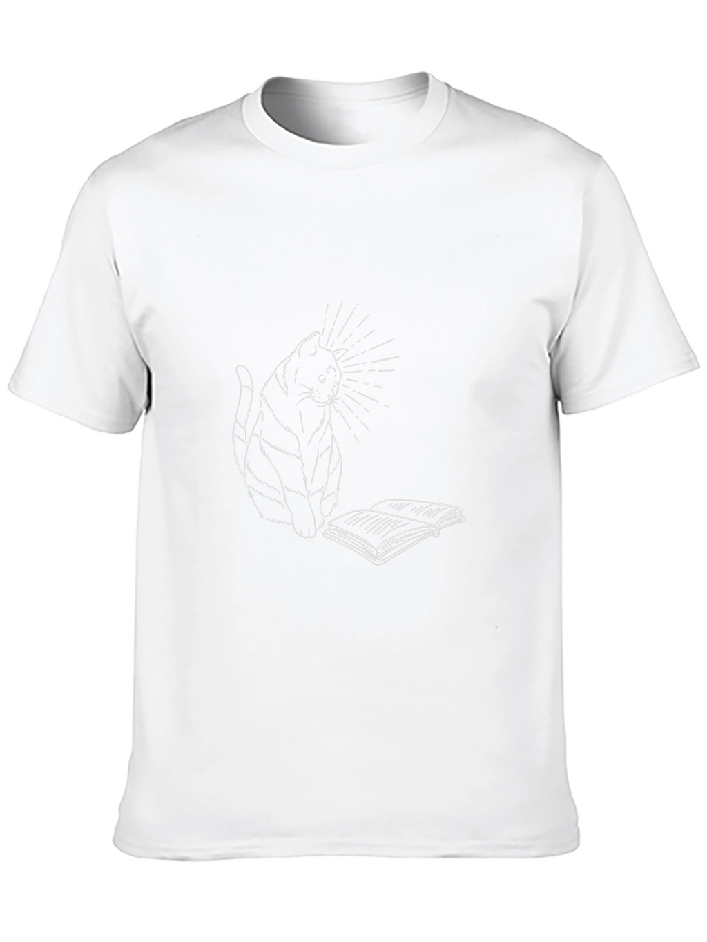 Cat Reading Book Graphic Tee - Black