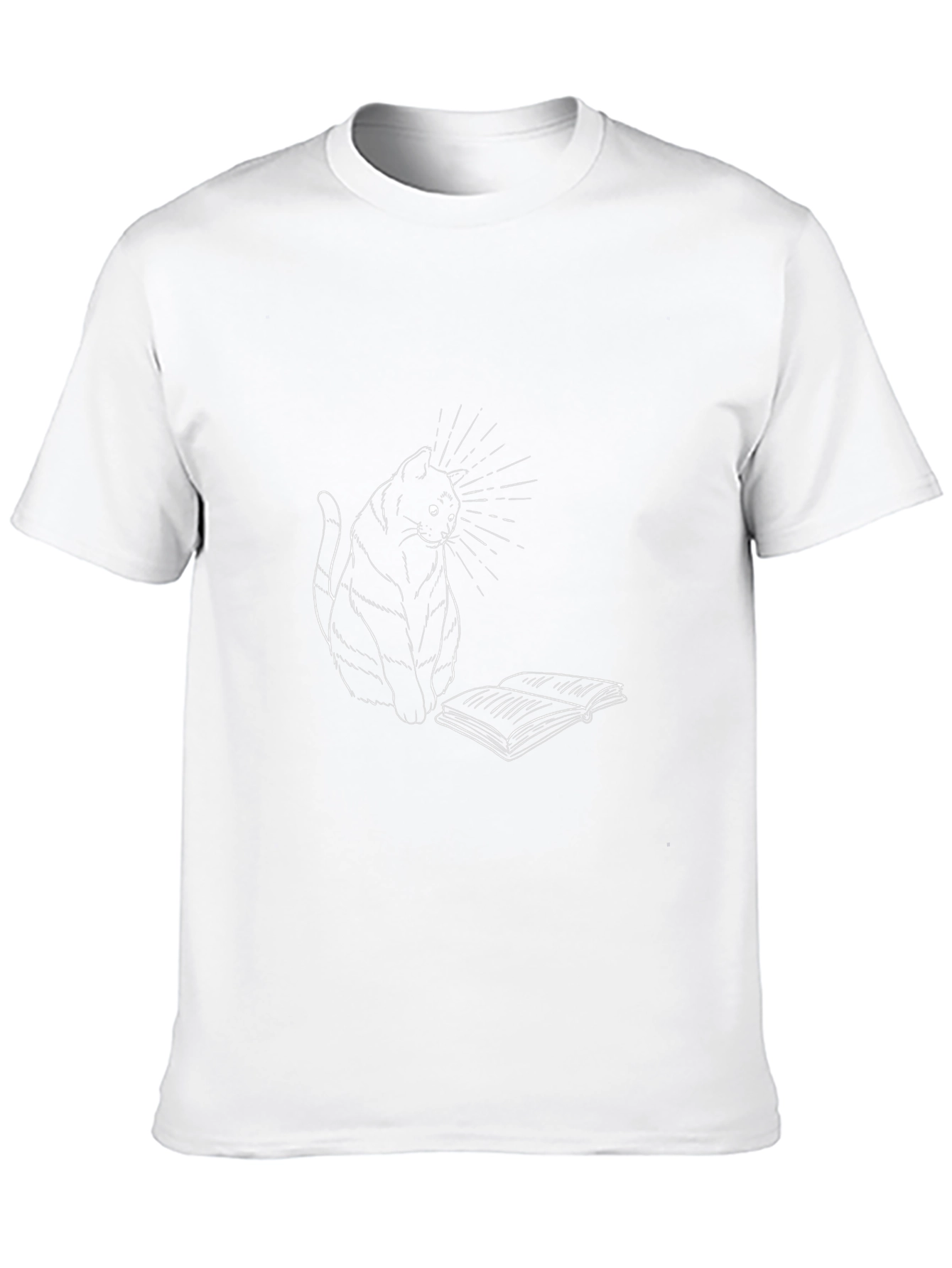 Cat Reading Book Graphic Tee - Black