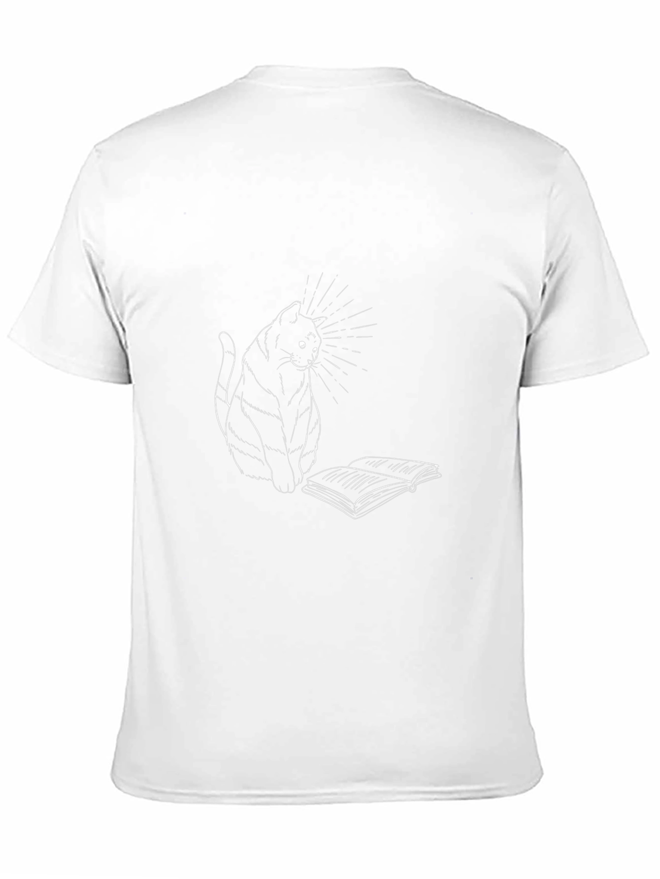 Cat Reading Book Graphic Tee - Black