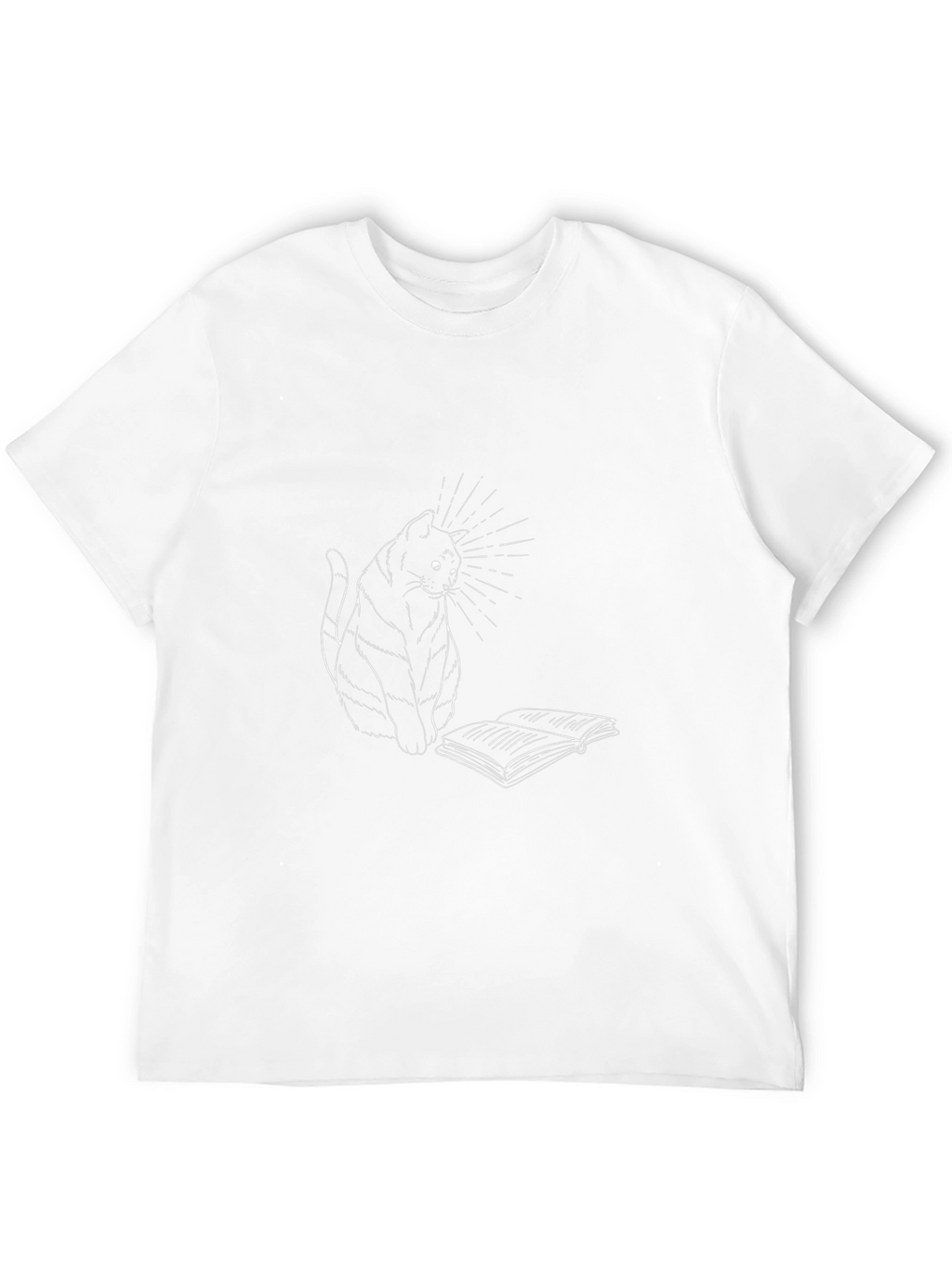 Cat Reading Book Graphic Tee - Black