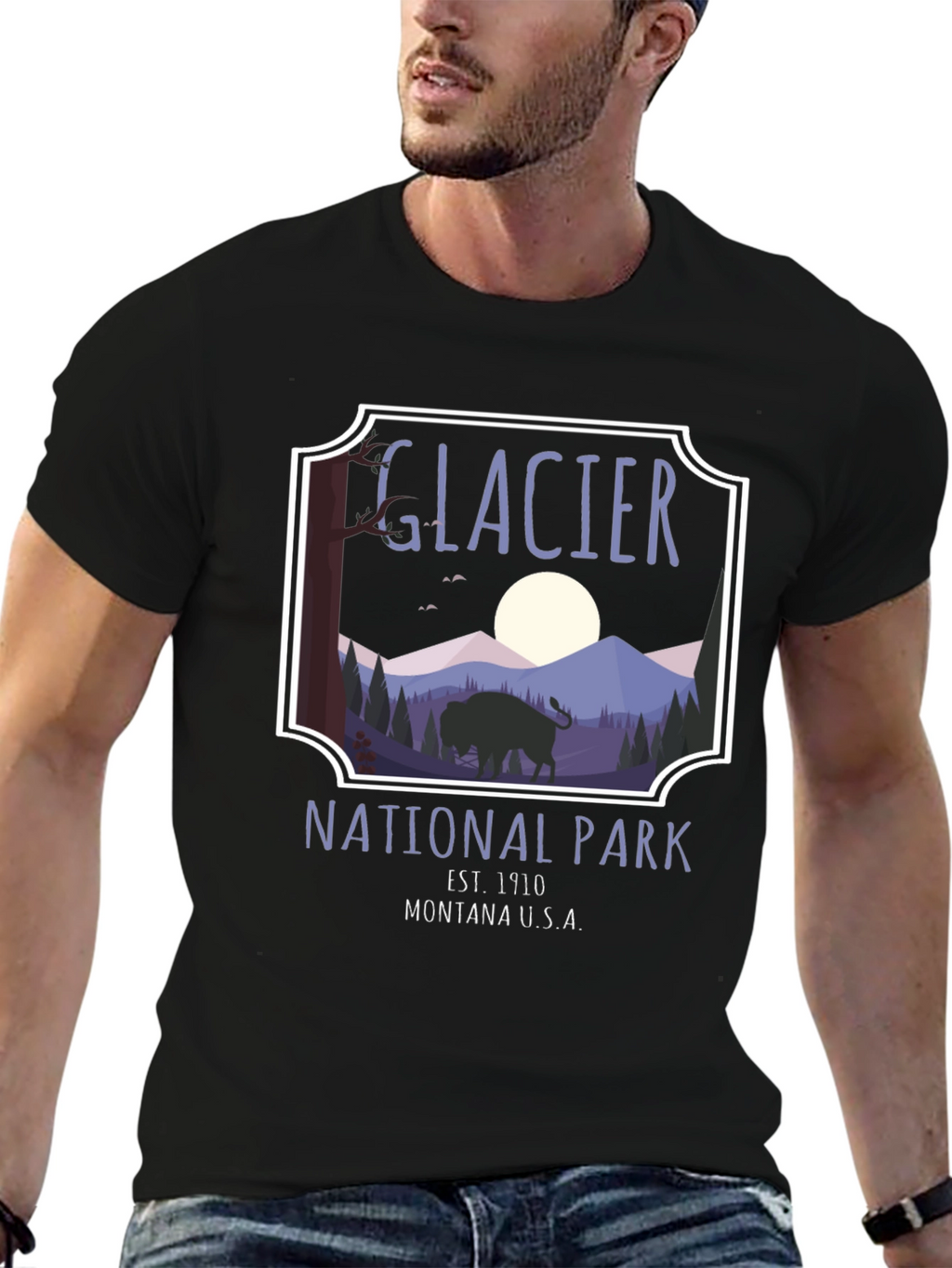 Glacier National Park Graphic Tee - Black