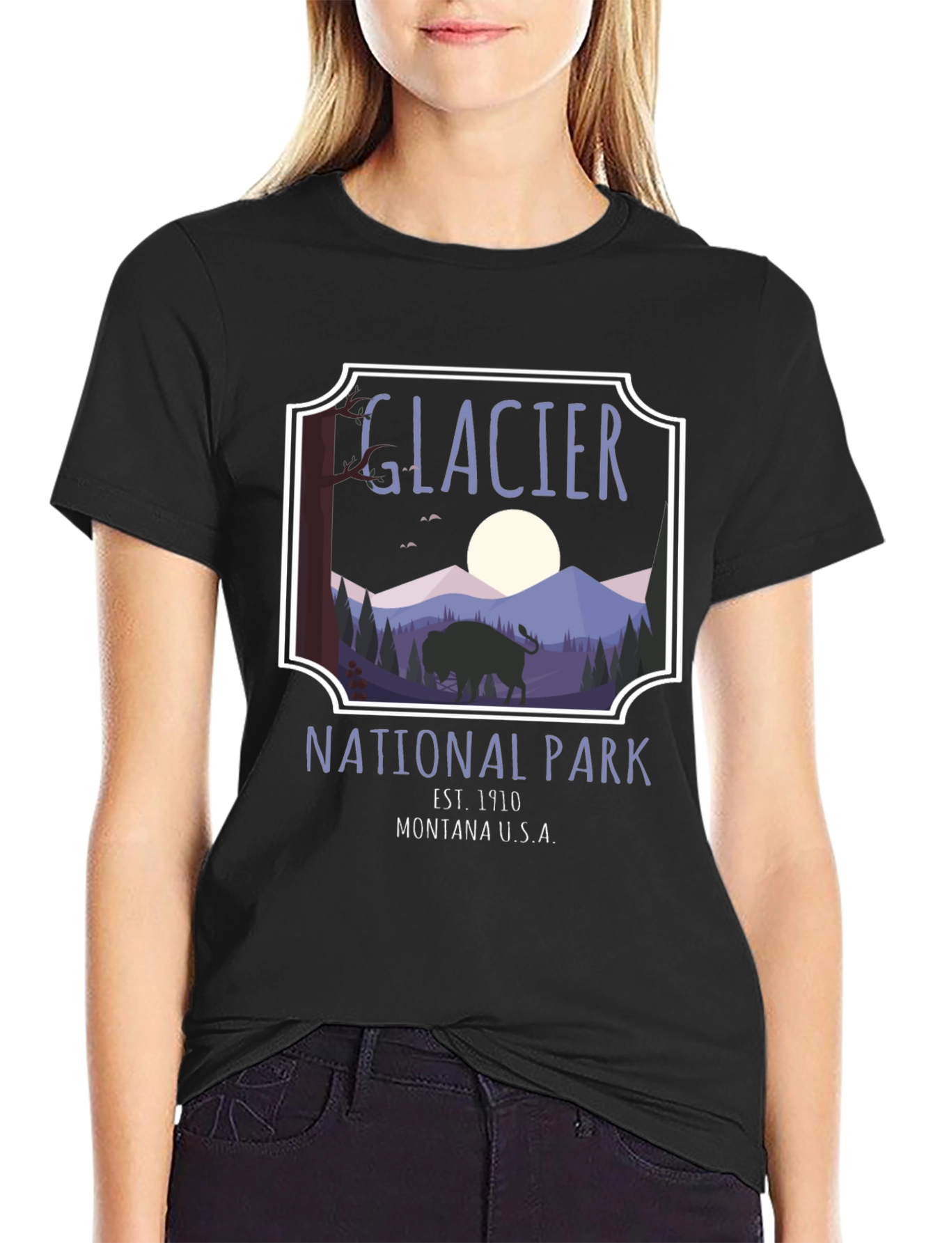 Glacier National Park Graphic Tee - Black