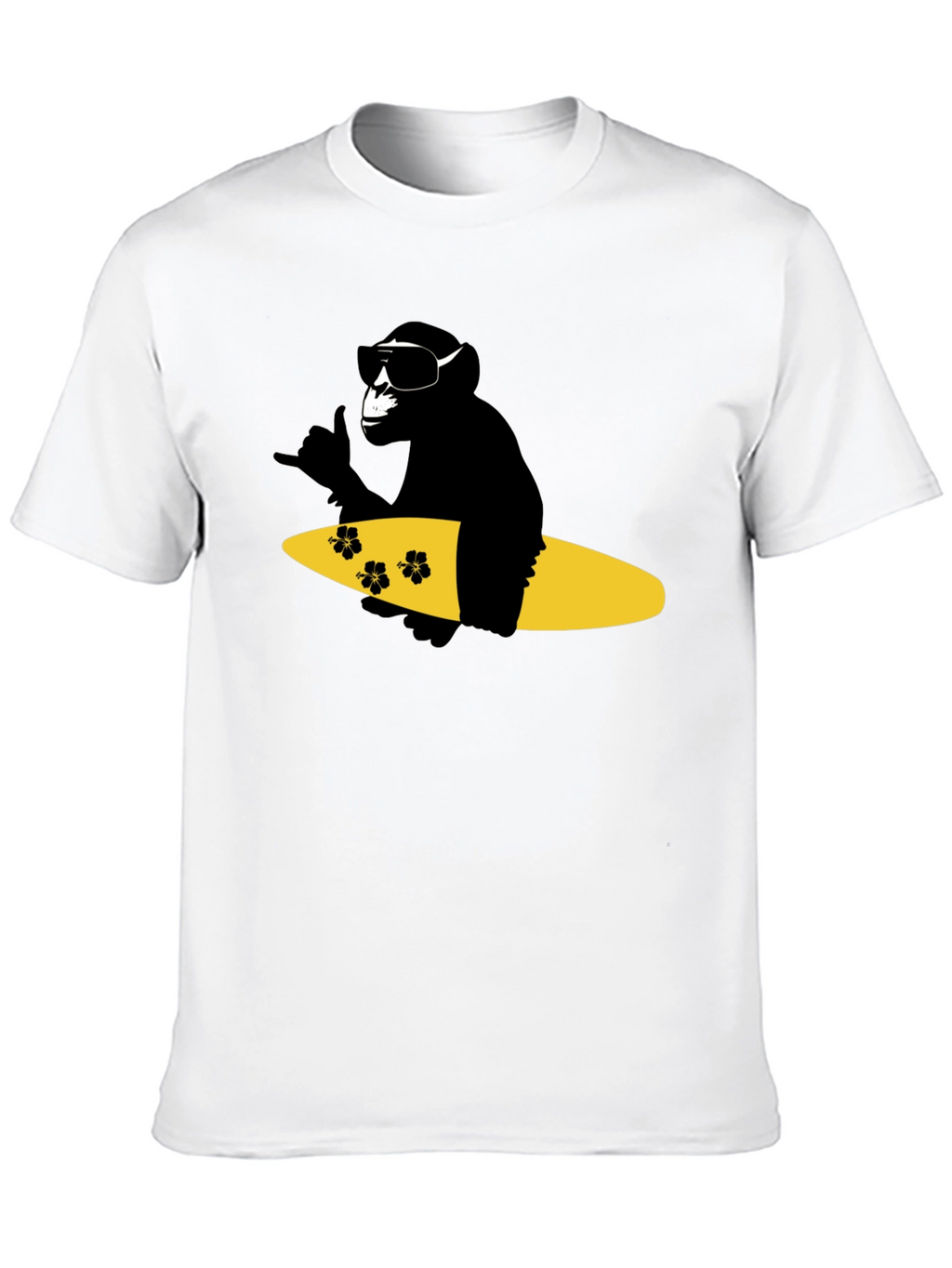Surfing Monkey Graphic Tee - Black Cotton T-Shirt