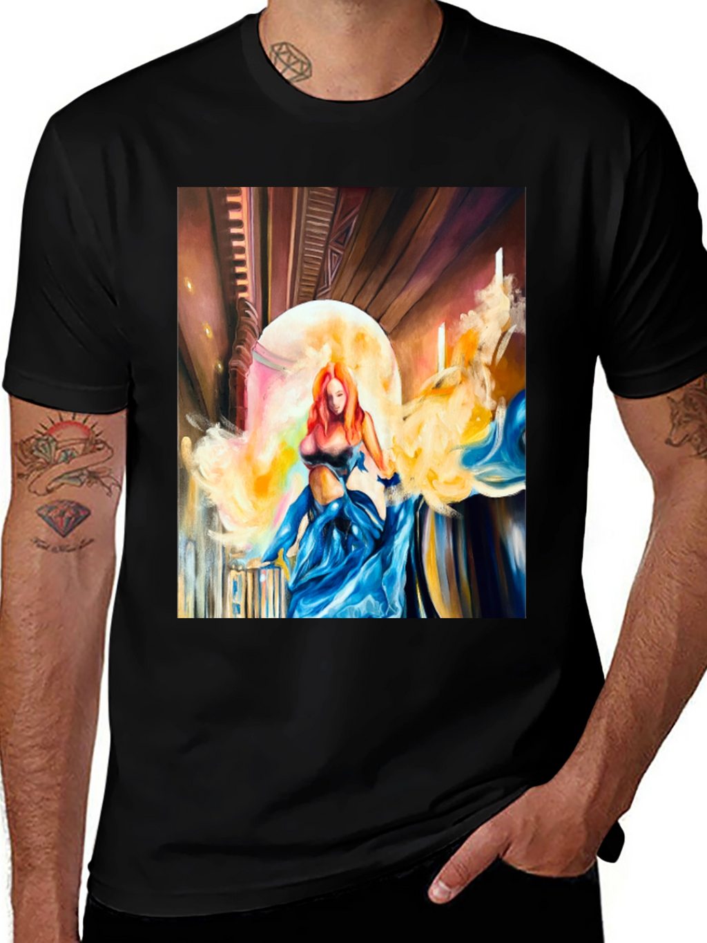 Fantasy Art T-Shirt: Ethereal Beauty in Blue