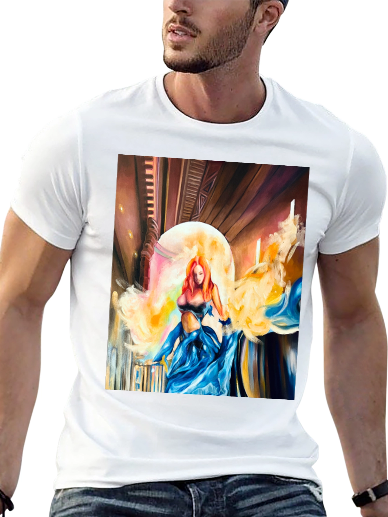 Fantasy Art T-Shirt: Ethereal Beauty in Blue
