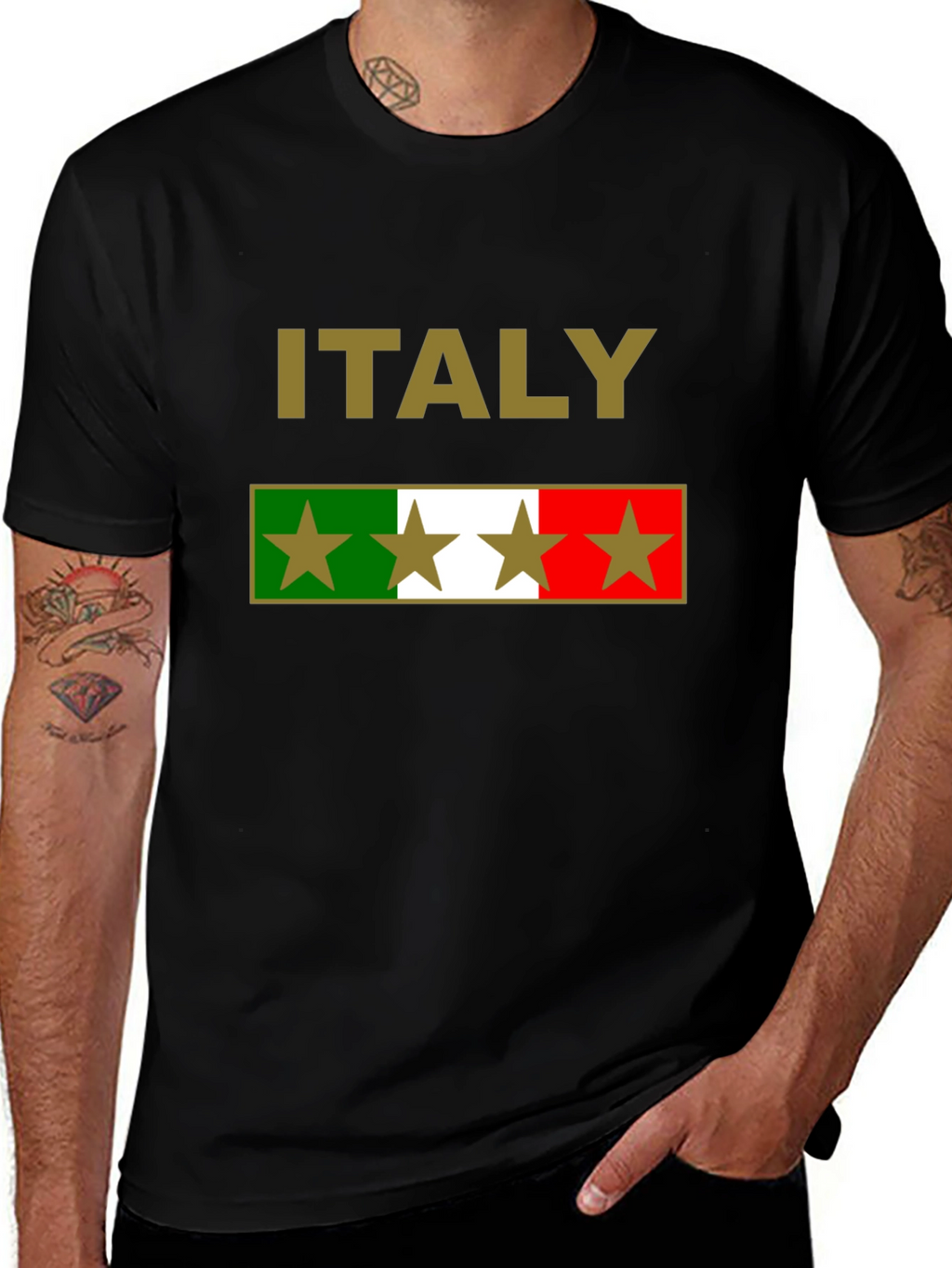 Italy Flag T-Shirt with Stars - Italia Pride Tee