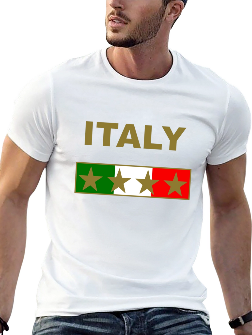 Italy Flag T-Shirt with Stars - Italia Pride Tee
