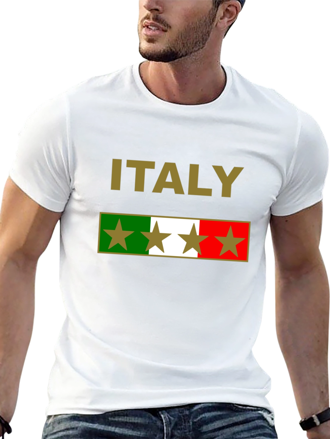 Italy Flag T-Shirt with Stars - Italia Pride Tee