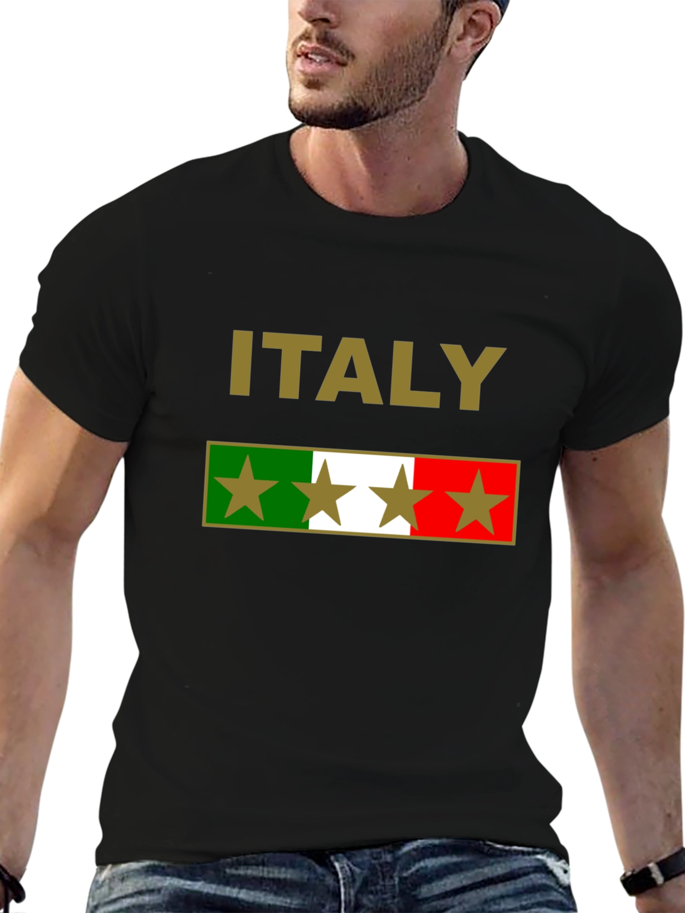 Italy Flag T-Shirt with Stars - Italia Pride Tee