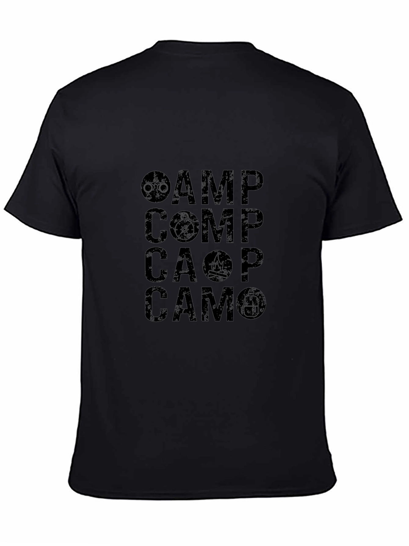 Graphic Print Cotton Black Tee - CAMP COMP CAOP CAMO