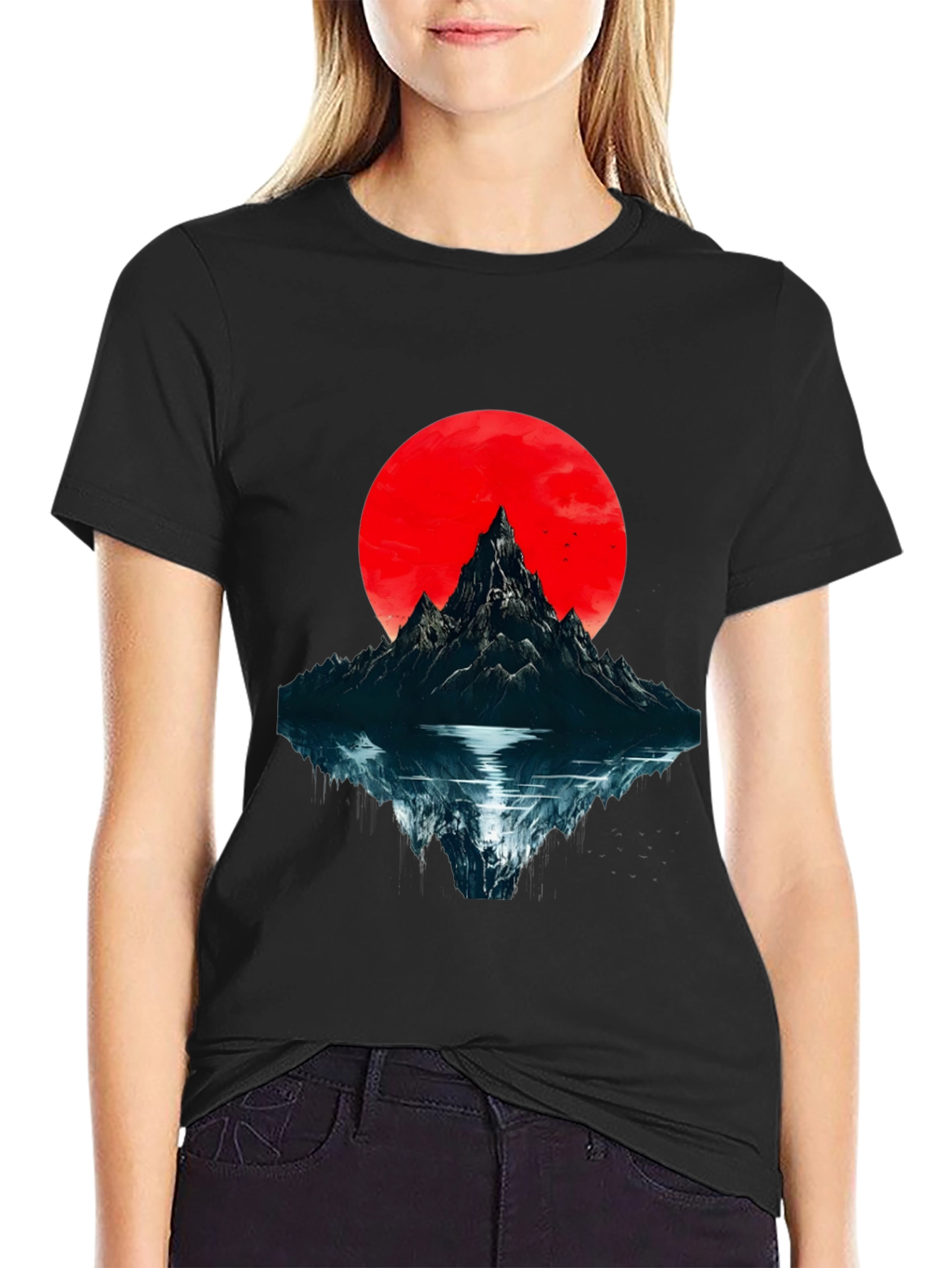 Mountain & Moon Graphic T-Shirt - Black