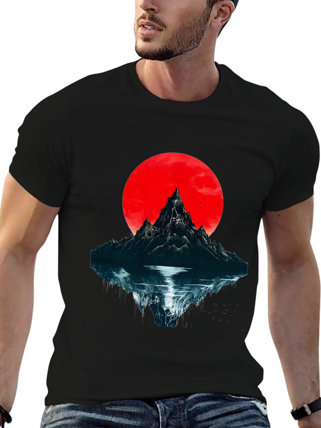 Mountain & Moon Graphic T-Shirt - Black