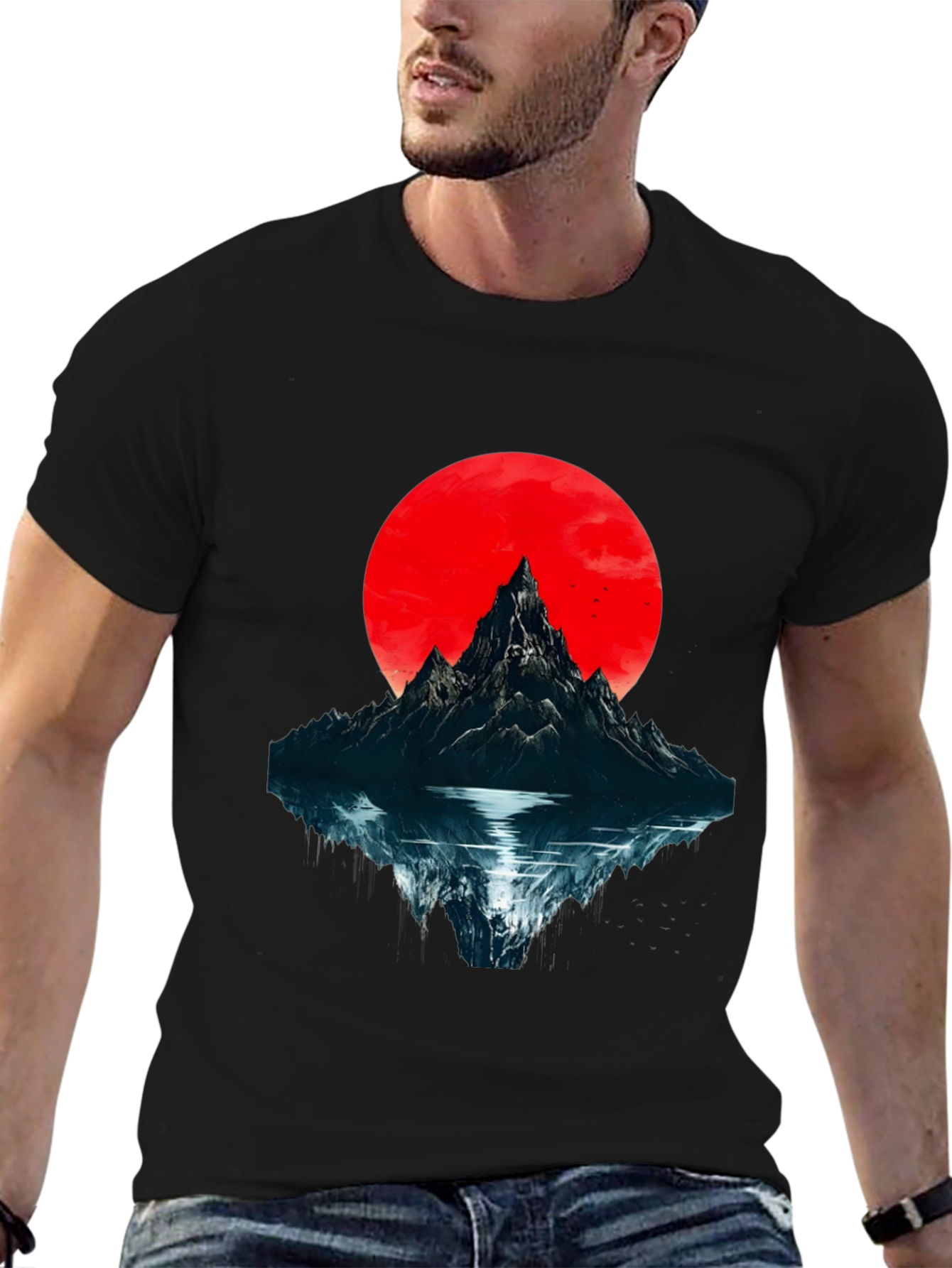 Mountain & Moon Graphic T-Shirt - Black