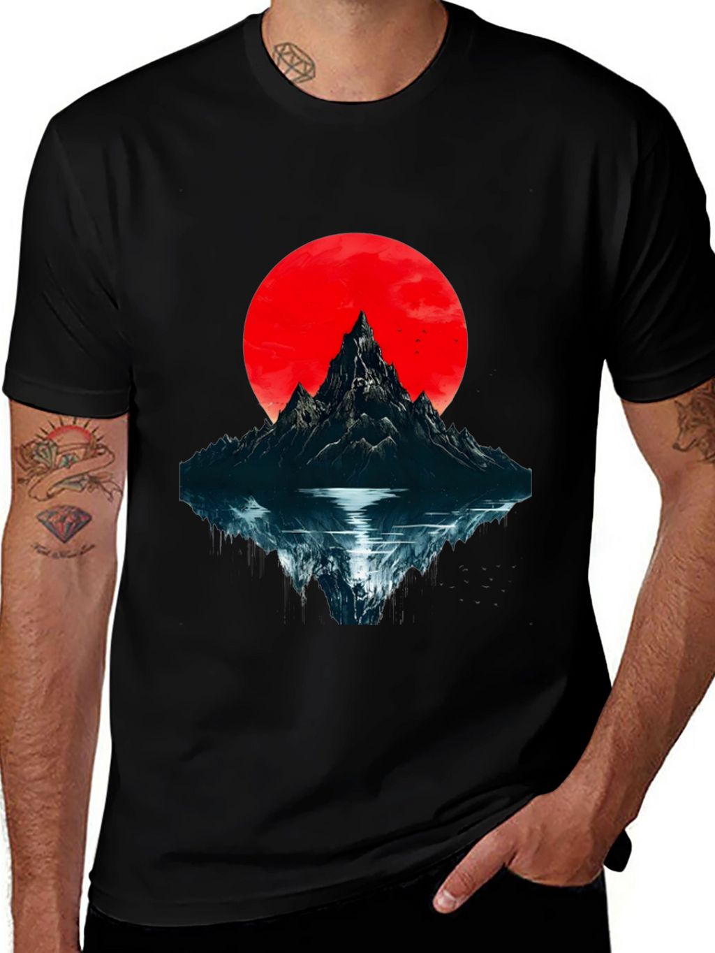 Mountain & Moon Graphic T-Shirt - Black