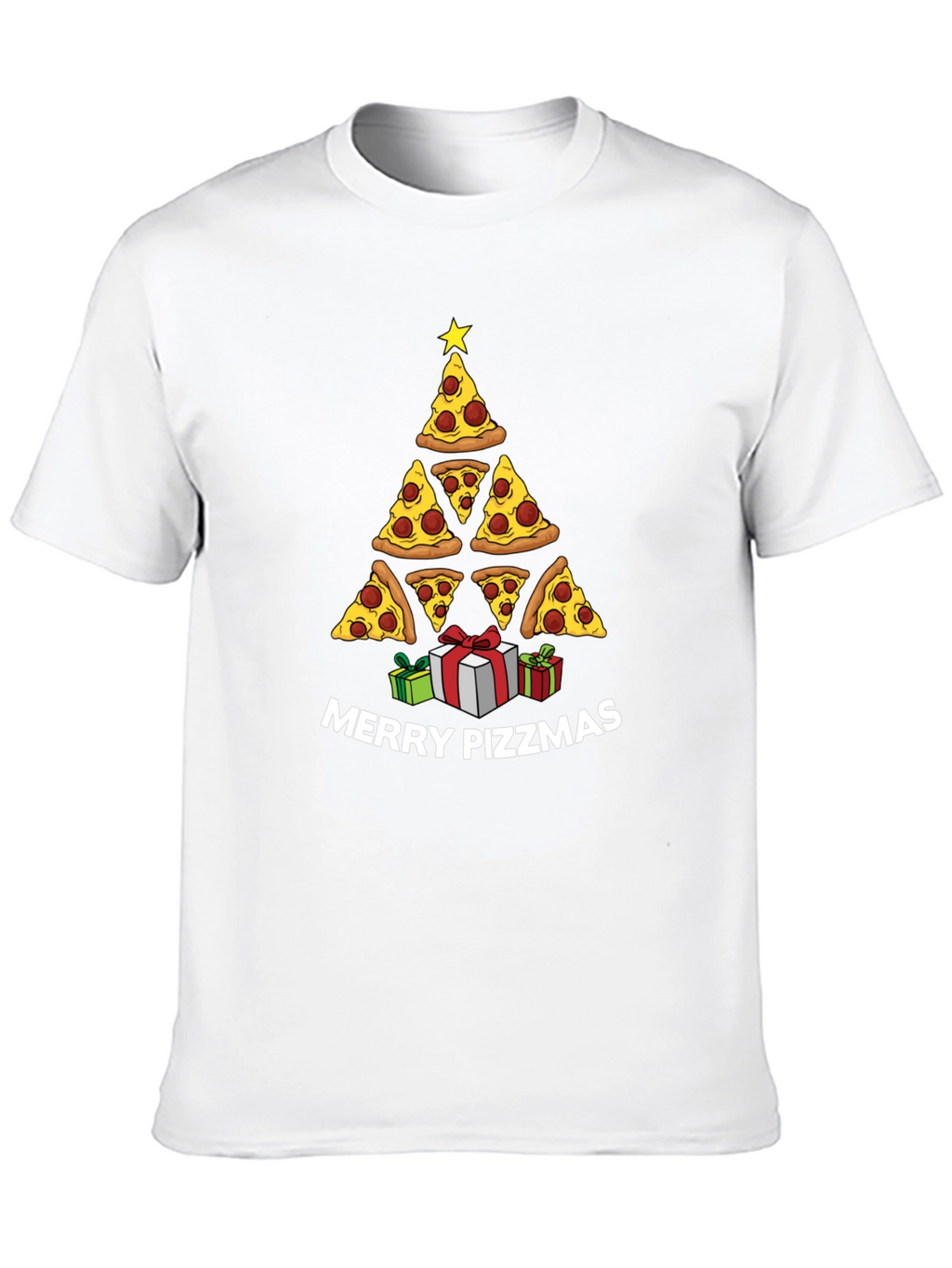 Merry Pizzmas T-Shirt: Pizza Christmas Tree Tee