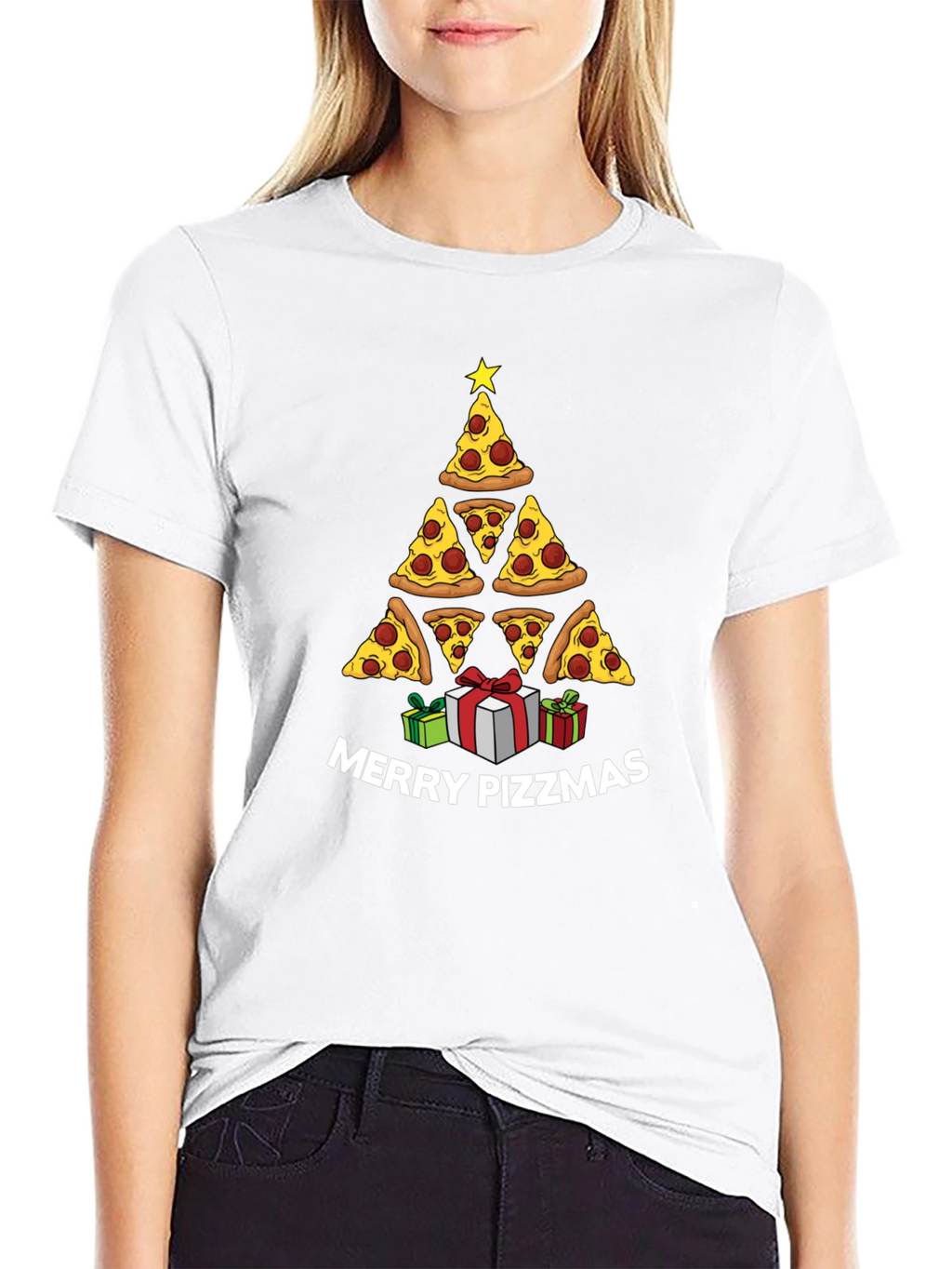 Merry Pizzmas T-Shirt: Pizza Christmas Tree Tee