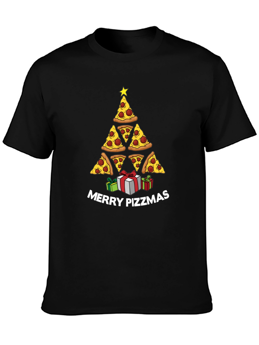 Merry Pizzmas T-Shirt: Pizza Christmas Tree Tee