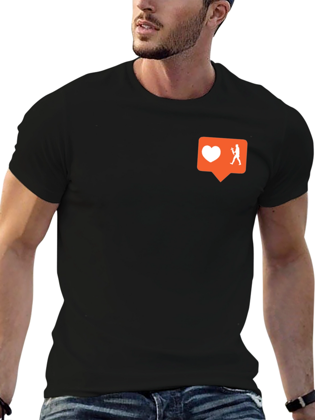 Trendy Black Tee w/ Social Media Graphic