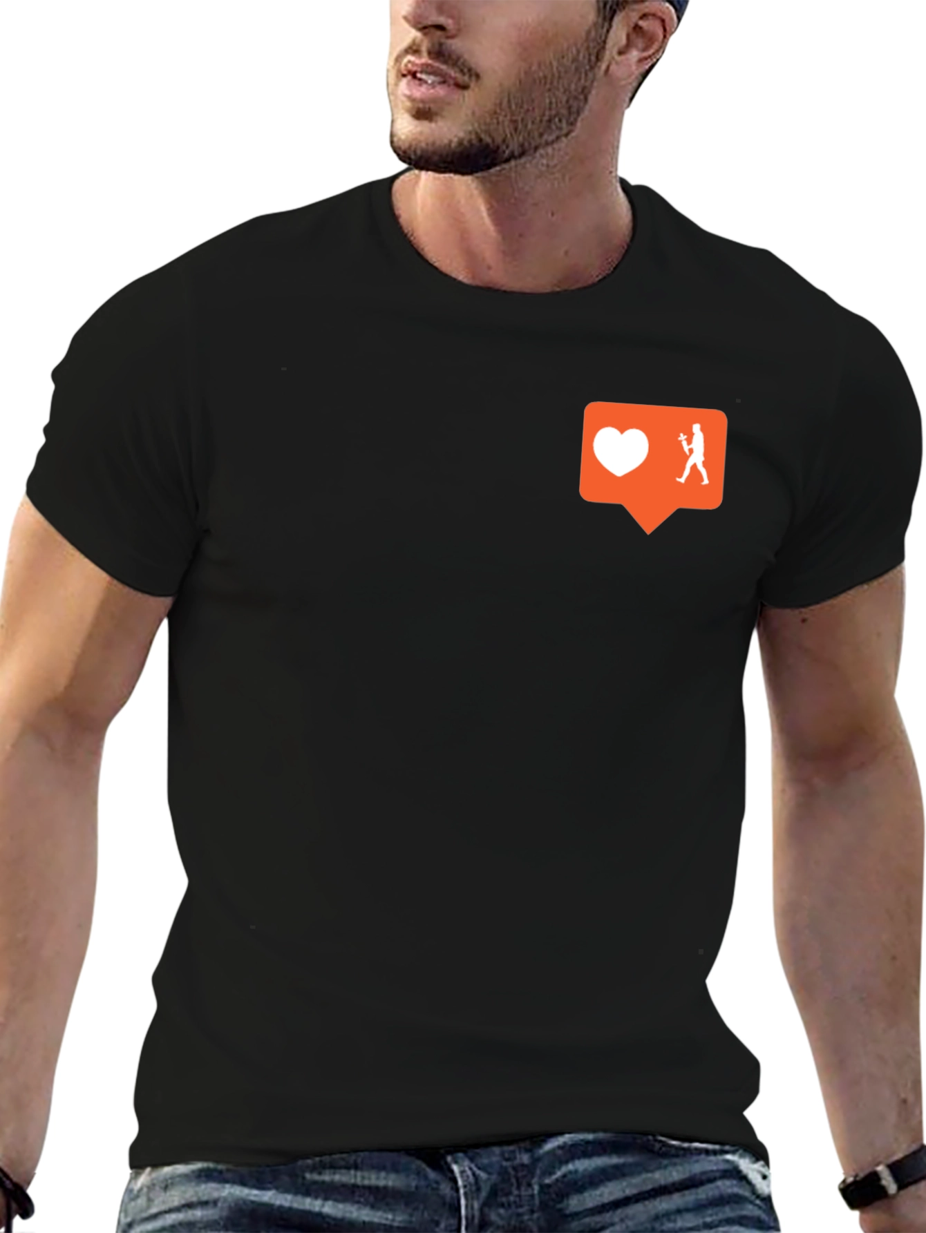 Trendy Black Tee w/ Social Media Graphic