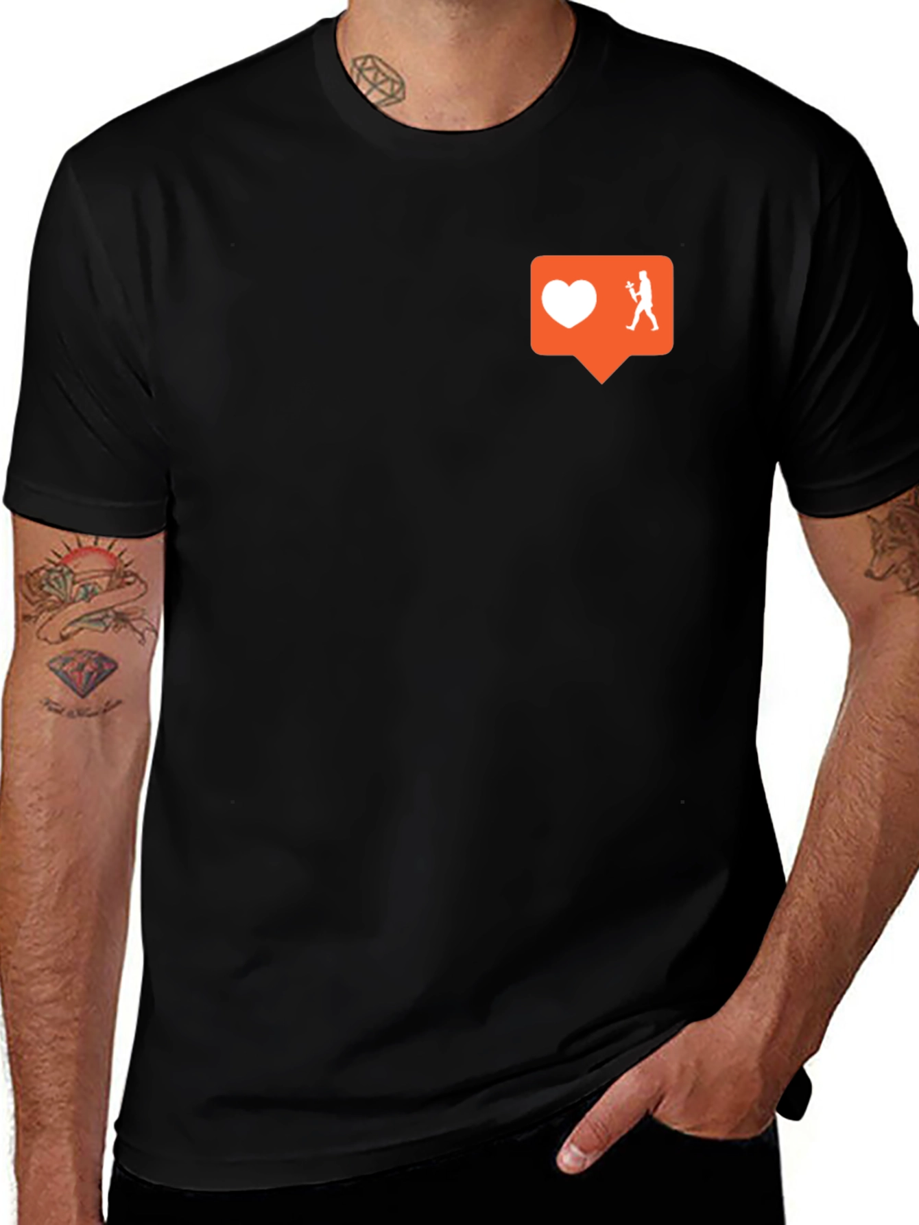 Trendy Black Tee w/ Social Media Graphic