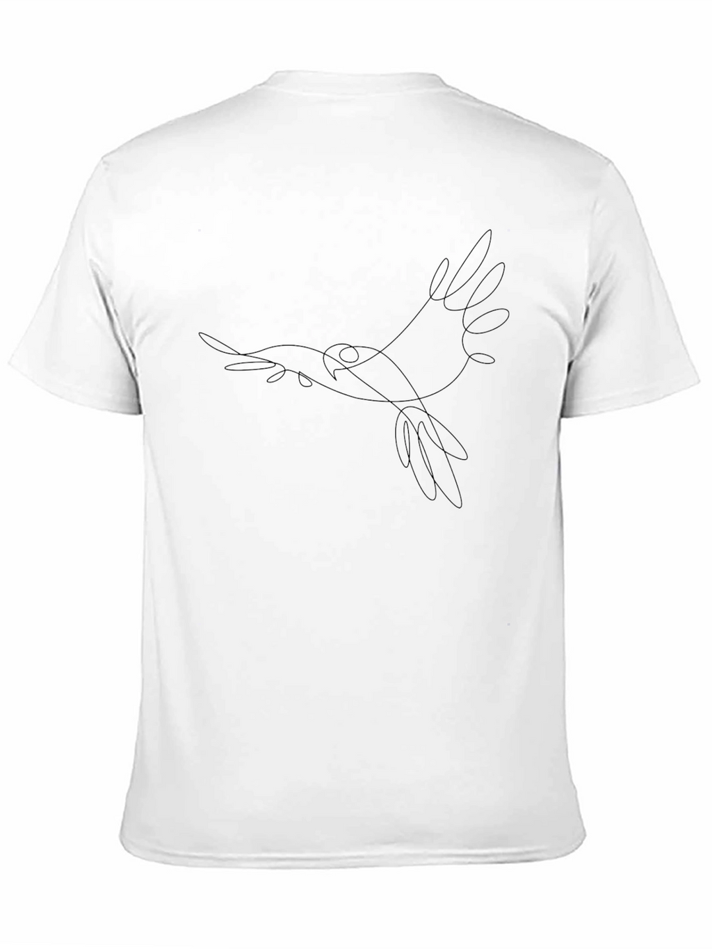 Minimalist Bird Line Art Black T-Shirt