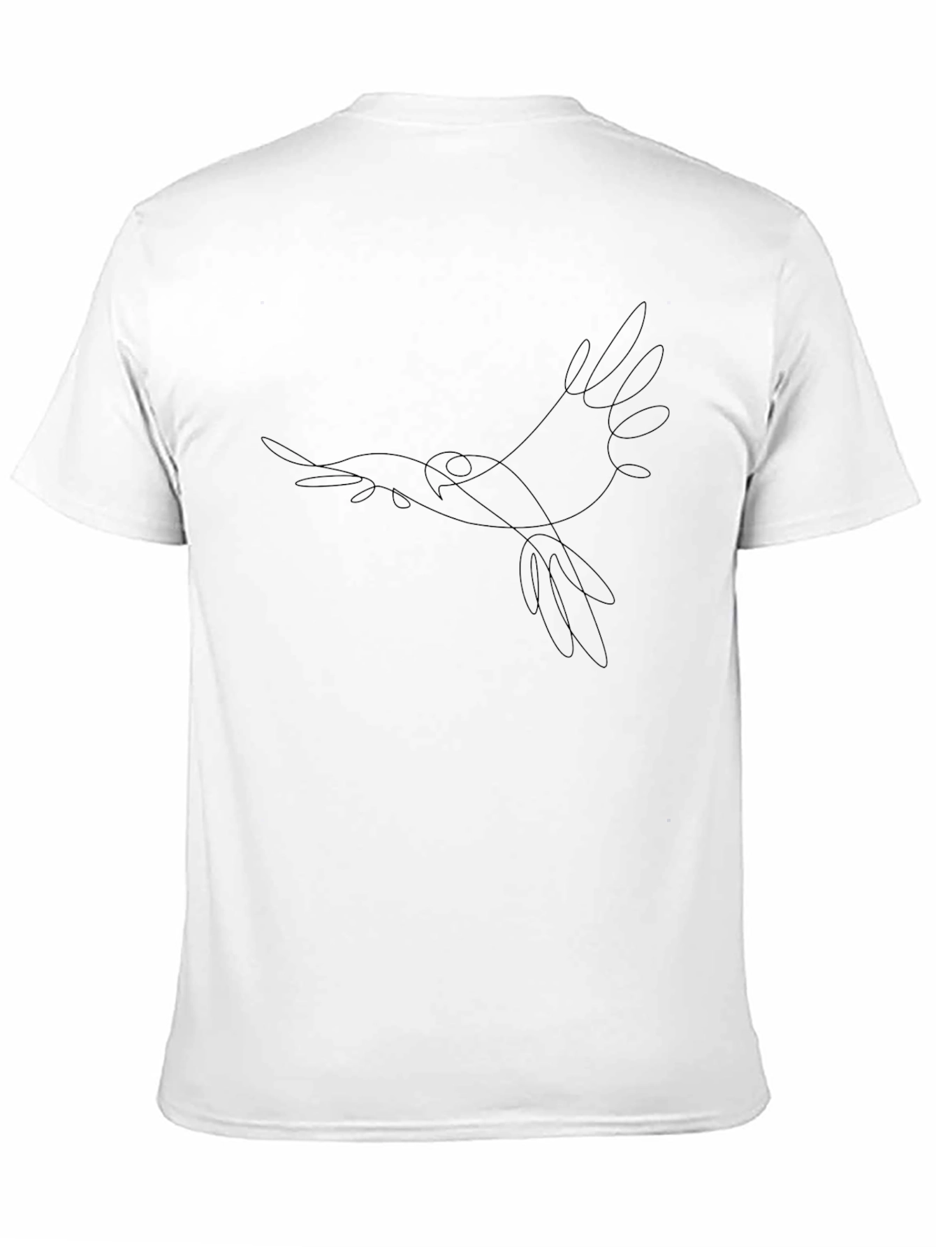 Minimalist Bird Line Art Black T-Shirt