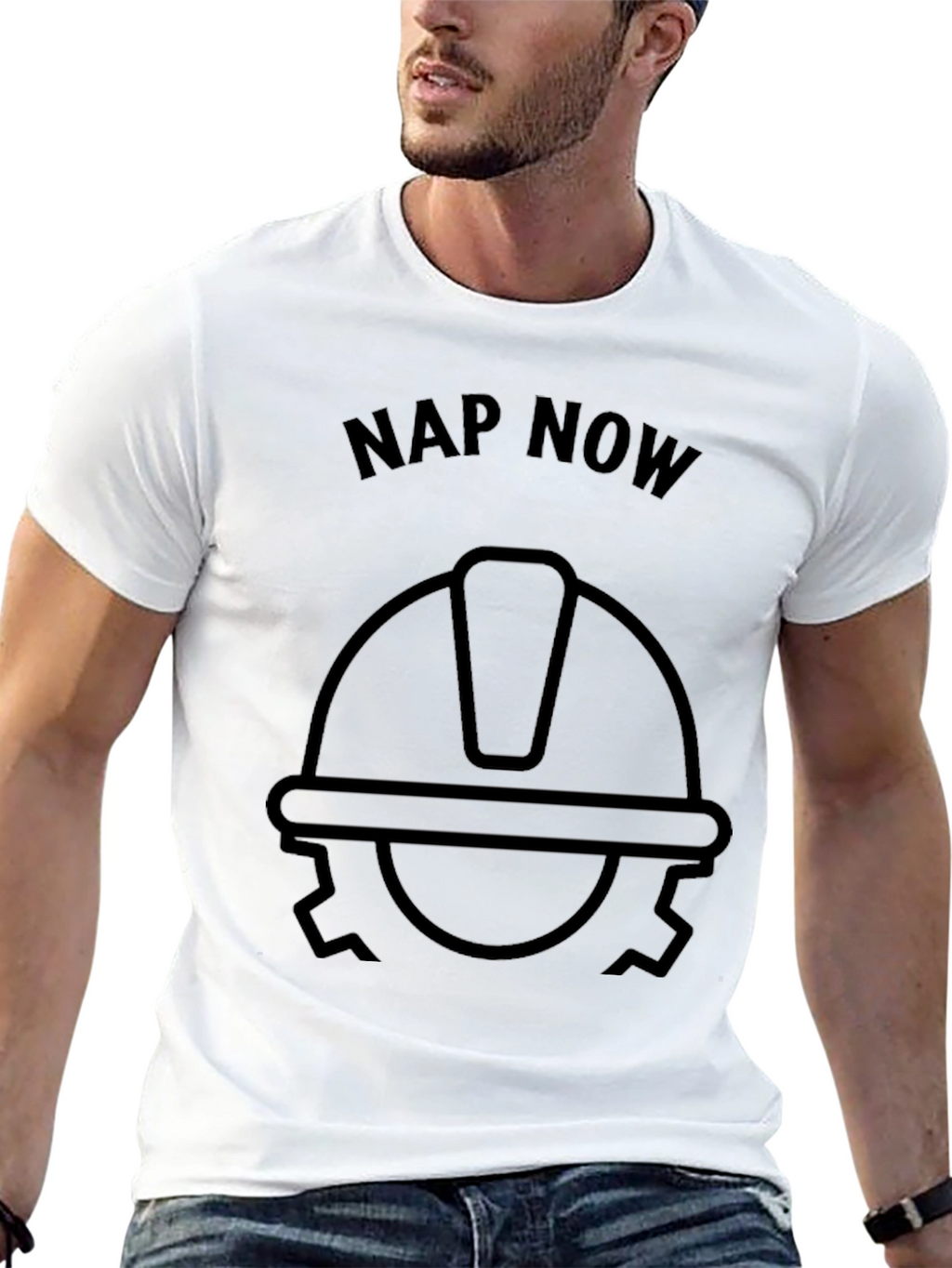 Nap Now Construction Worker Graphic Tee - Black