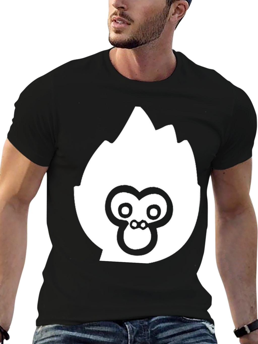 Black T-Shirt with White Ape Logo