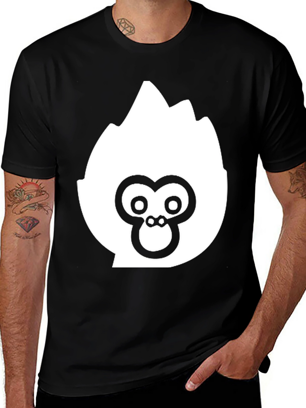 Black T-Shirt with White Ape Logo
