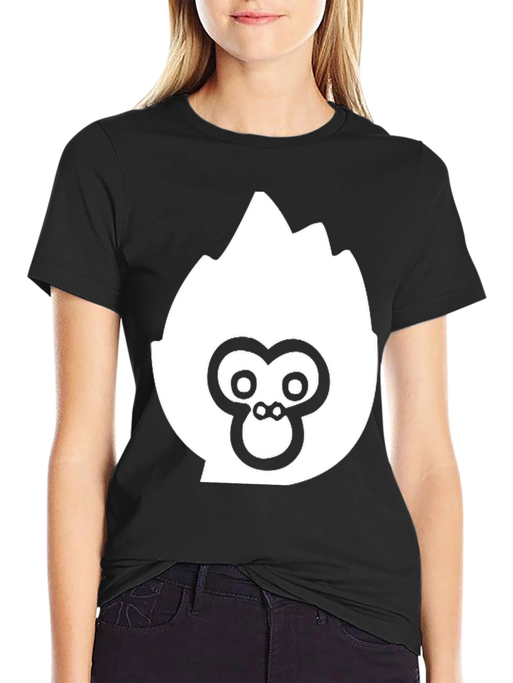 Black T-Shirt with White Ape Logo