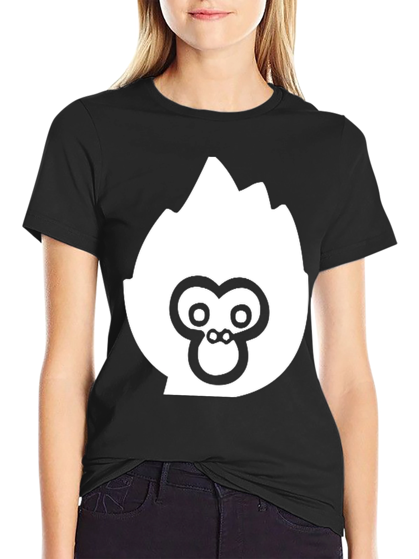 Black T-Shirt with White Ape Logo