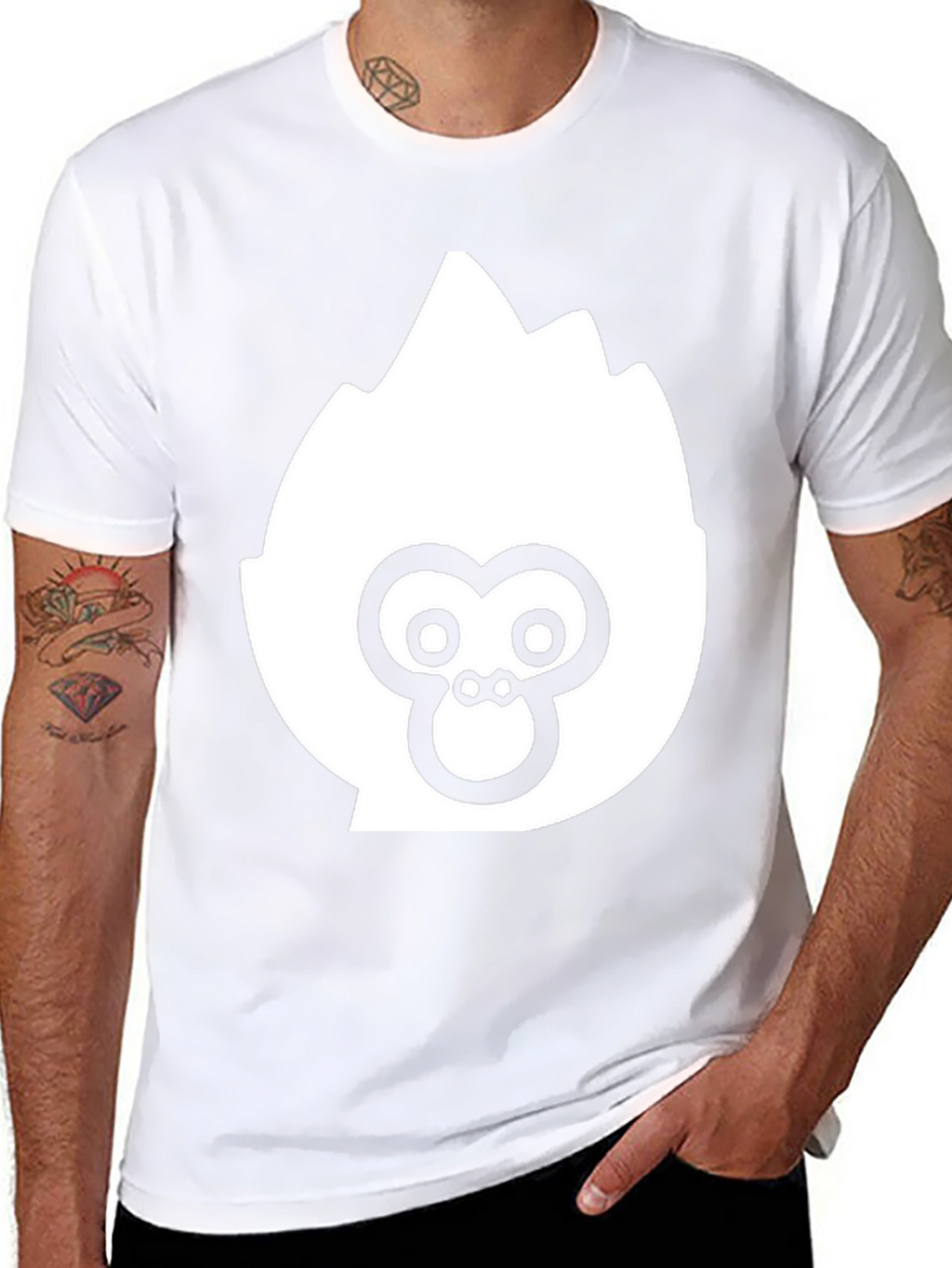 Black T-Shirt with White Ape Logo