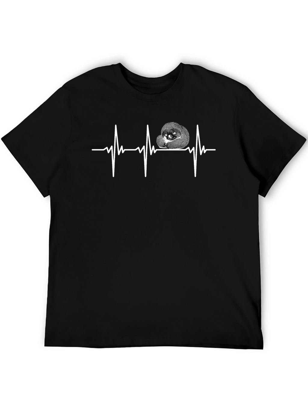 Sloth Heartbeat T-Shirt - Black Cotton Graphic Tee