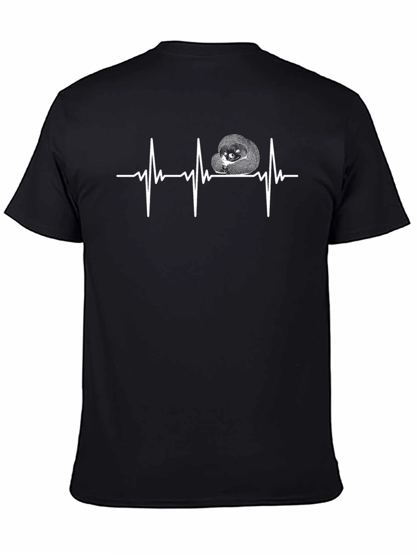 Sloth Heartbeat T-Shirt - Black Cotton Graphic Tee