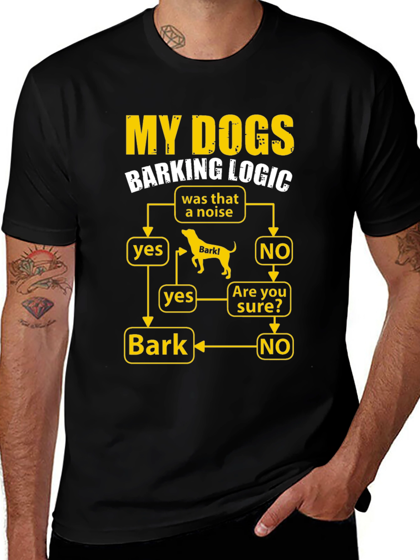 My Dogs Barking Logic Flowchart Humor T-Shirt