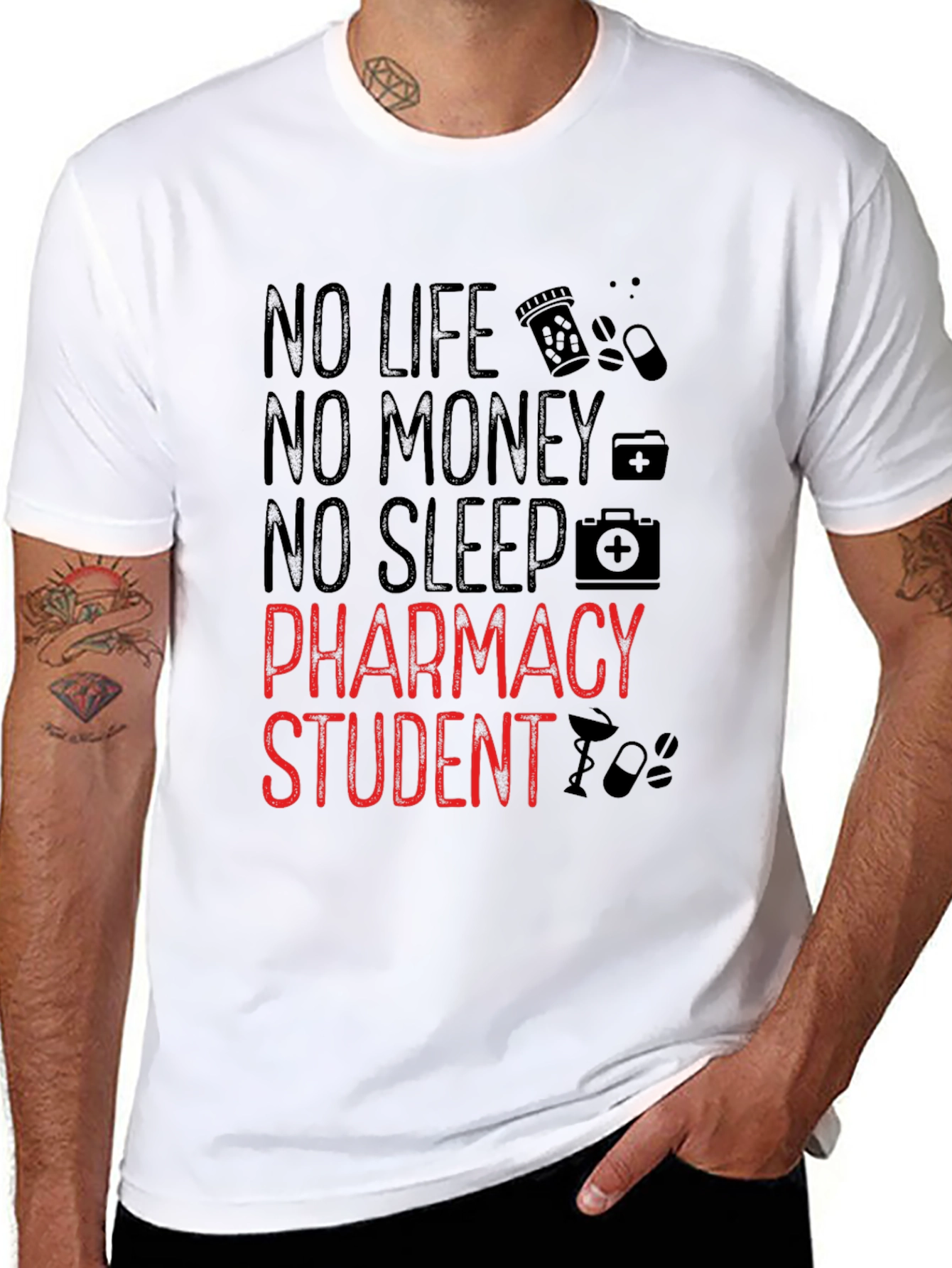 Pharmacy Student T-Shirt - No Life No Money No Sleep!