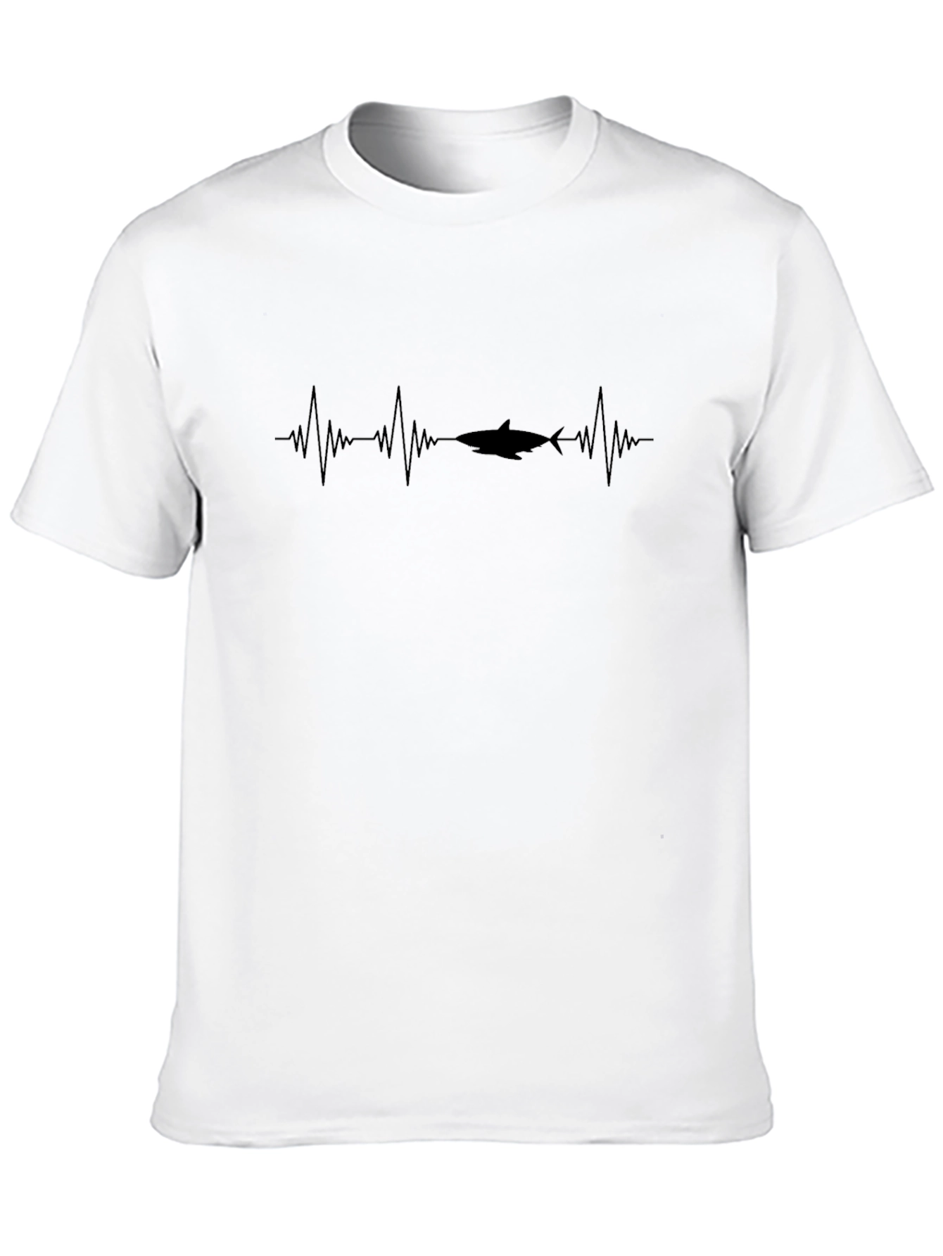 Shark Heartbeat Graphic Tee - Black Cotton T-Shirt