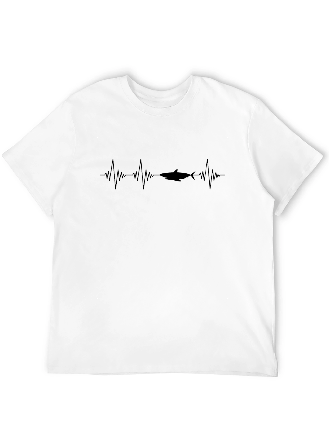 Shark Heartbeat Graphic Tee - Black Cotton T-Shirt